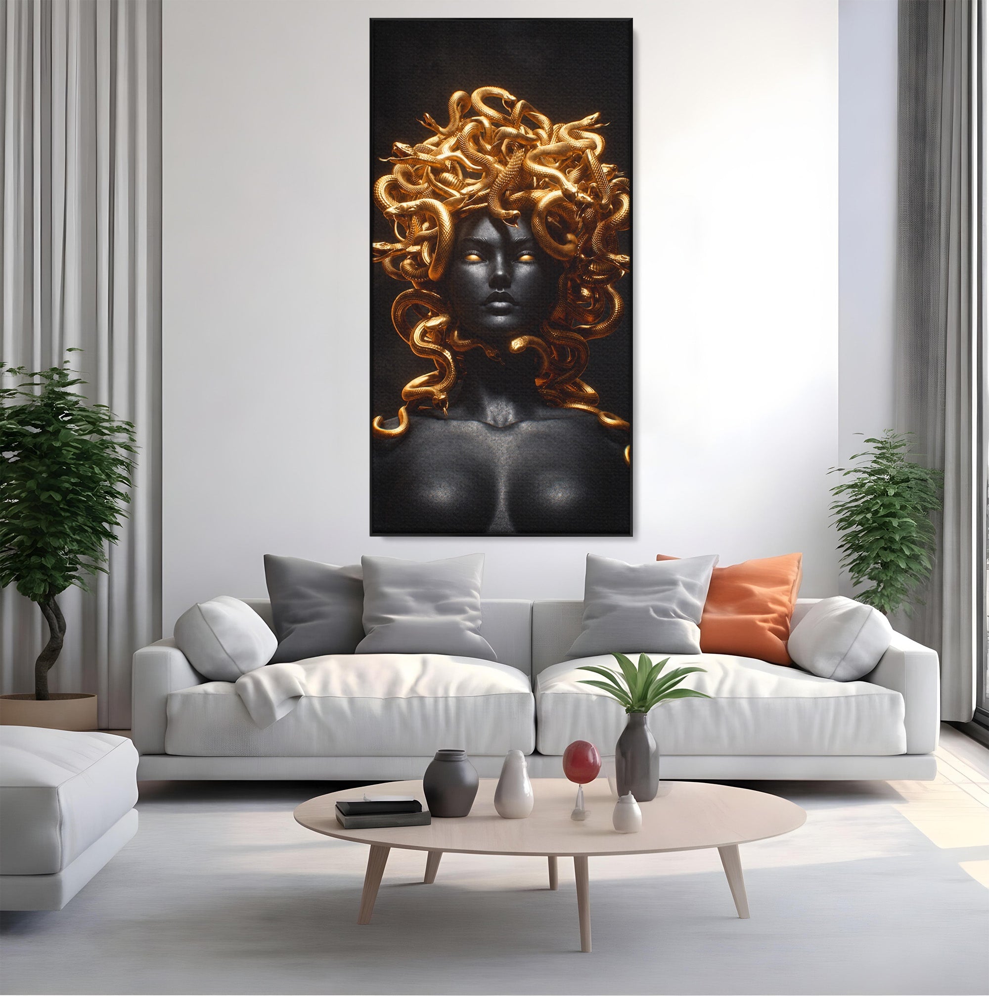 Tablou Canvas Premium LuxCanva® T1022, Meduza Mitologica, Mitologie, Meduza, Portret, Dormitor, Living, Culori Vibrante