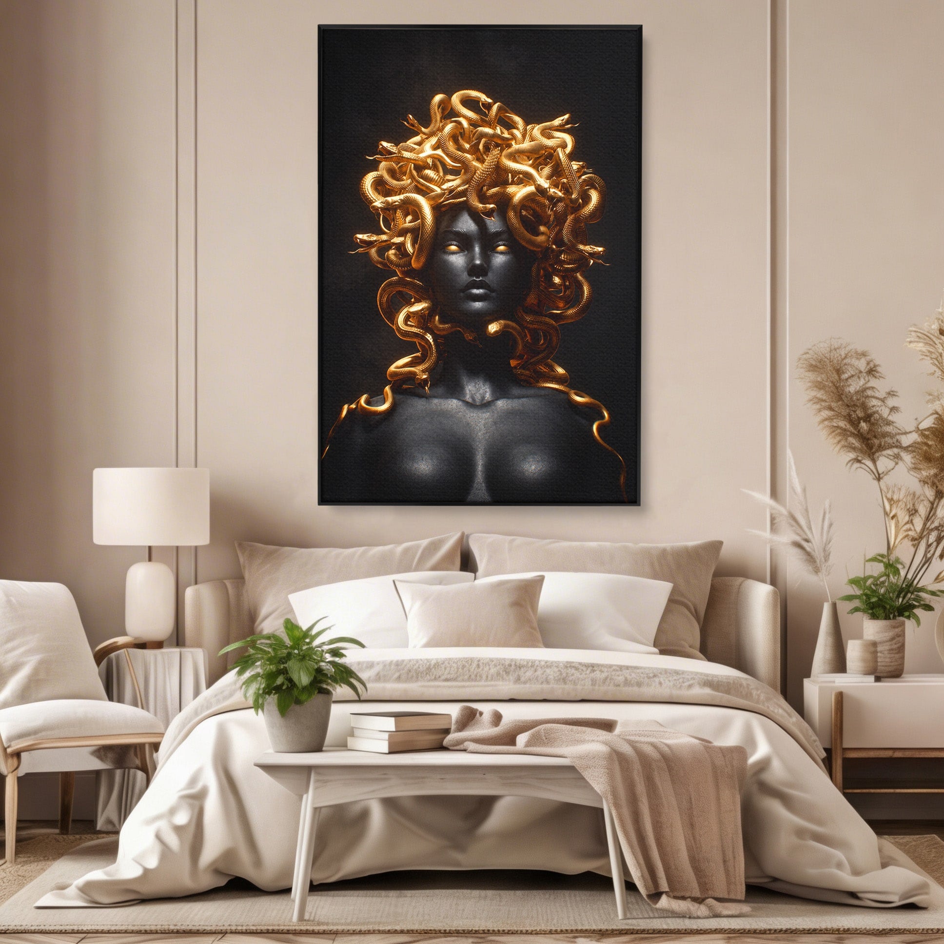 Tablou Canvas Premium LuxCanva® T1022, Meduza Mitologica, Mitologie, Meduza, Portret, Dormitor, Living, Culori Vibrante