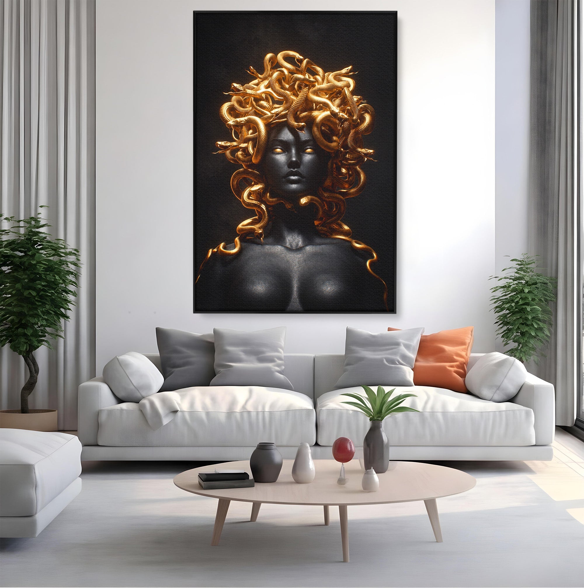 Tablou Canvas Premium LuxCanva® T1022, Meduza Mitologica, Mitologie, Meduza, Portret, Dormitor, Living, Culori Vibrante