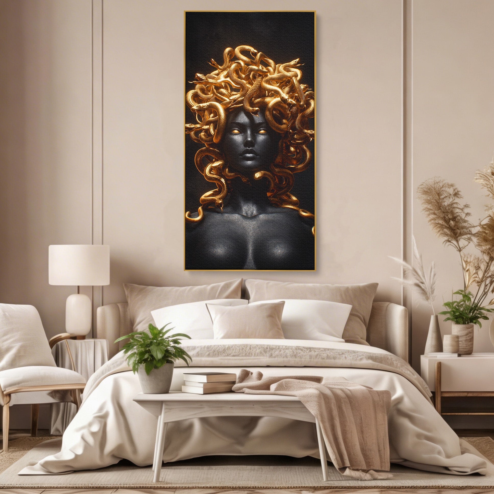 Tablou Canvas Premium LuxCanva® T1022, Meduza Mitologica, Mitologie, Meduza, Portret, Dormitor, Living, Culori Vibrante
