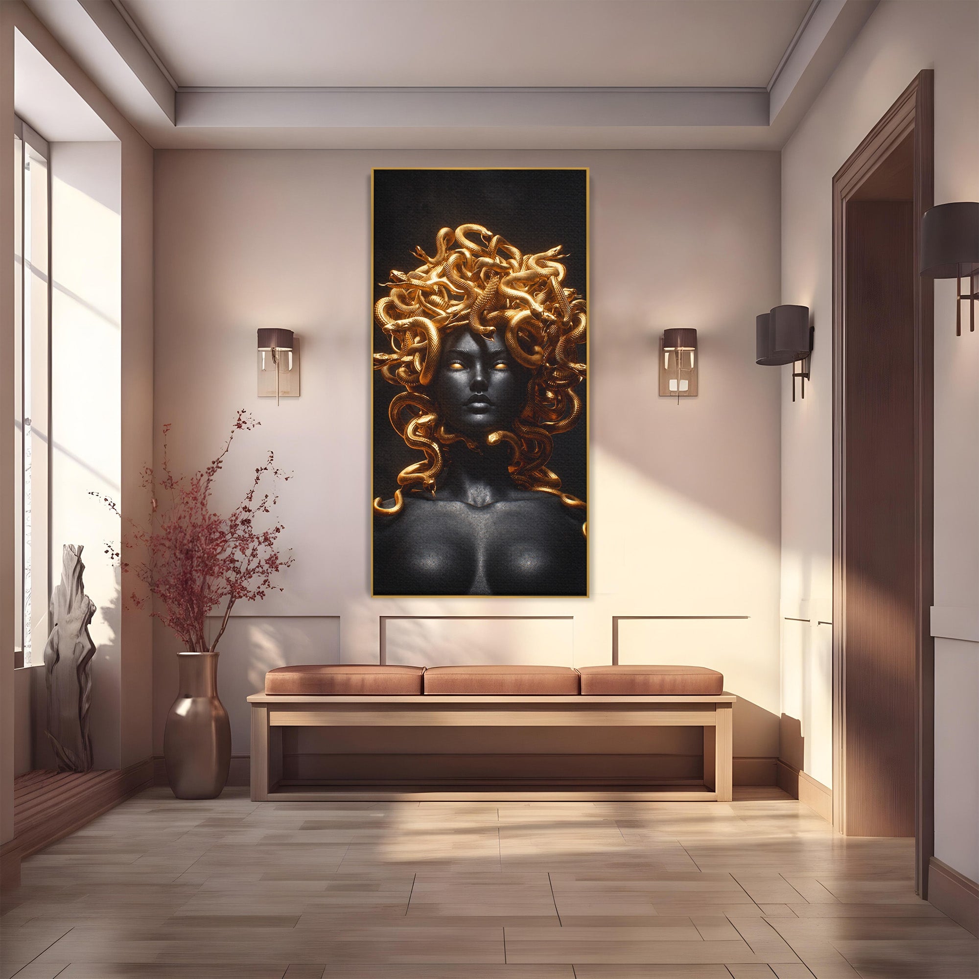 Tablou Canvas Premium LuxCanva® T1022, Meduza Mitologica, Mitologie, Meduza, Portret, Dormitor, Living, Culori Vibrante