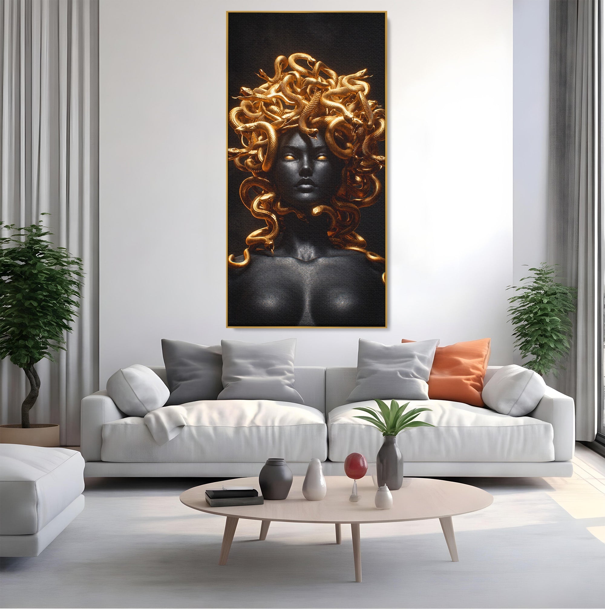 Tablou Canvas Premium LuxCanva® T1022, Meduza Mitologica, Mitologie, Meduza, Portret, Dormitor, Living, Culori Vibrante