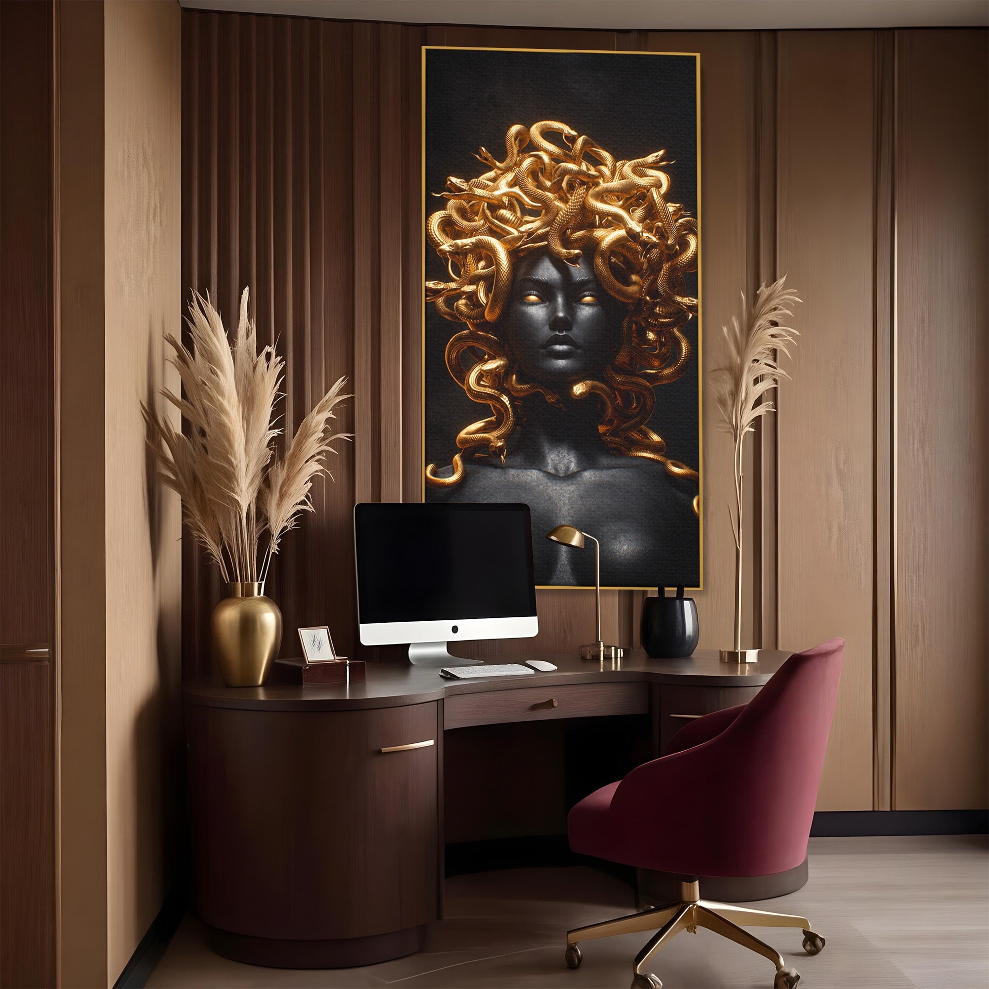 Tablou Canvas Premium LuxCanva® T1022, Meduza Mitologica, Mitologie, Meduza, Portret, Dormitor, Living, Culori Vibrante
