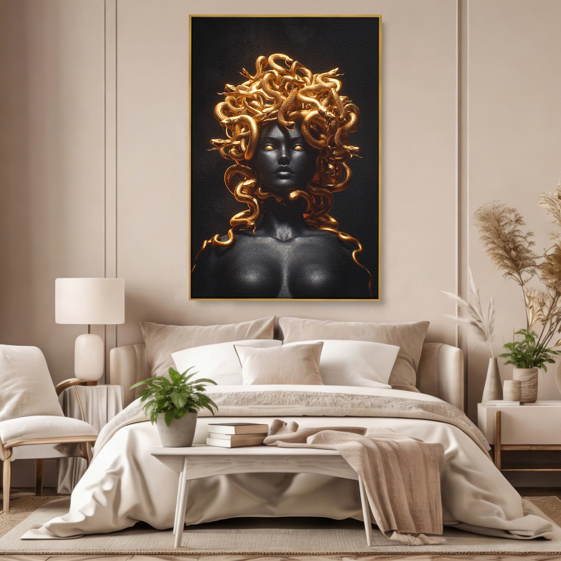 Tablou Canvas Premium LuxCanva® T1022, Meduza Mitologica, Mitologie, Meduza, Portret, Dormitor, Living, Culori Vibrante