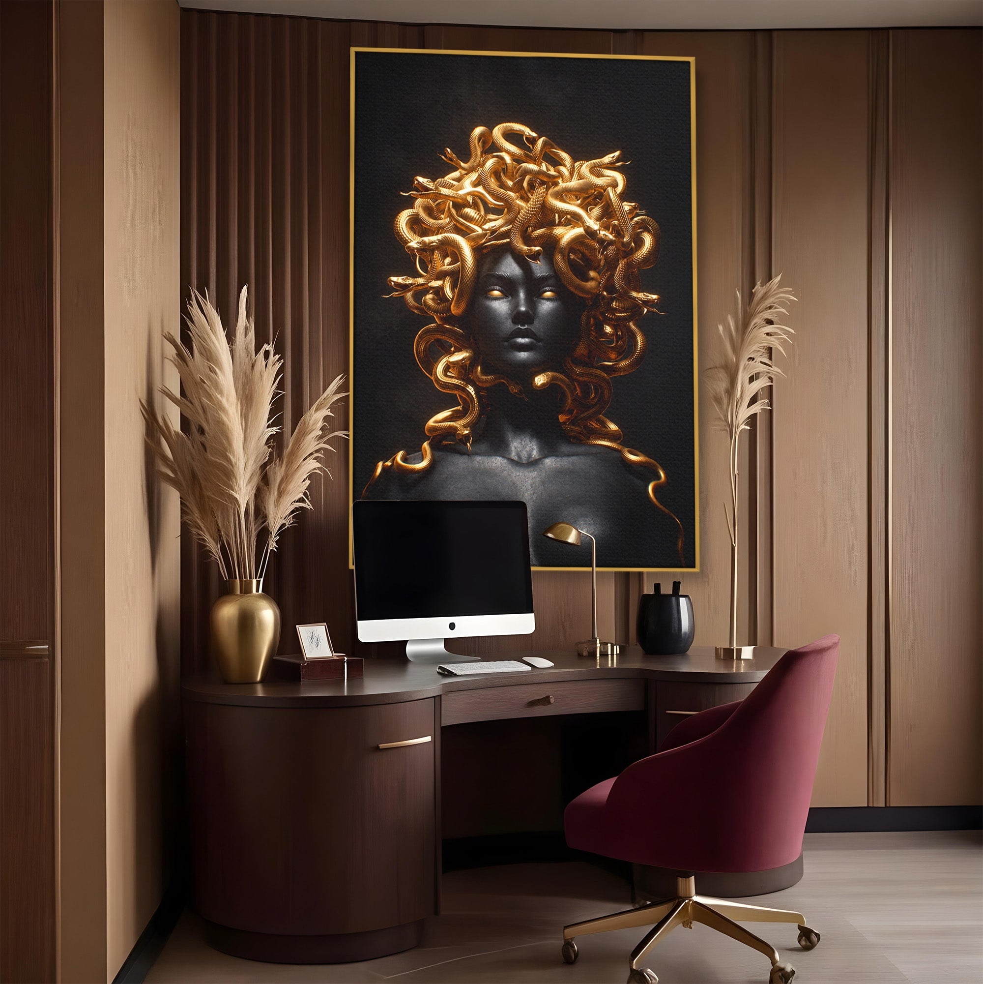 Tablou Canvas Premium LuxCanva® T1022, Meduza Mitologica, Mitologie, Meduza, Portret, Dormitor, Living, Culori Vibrante