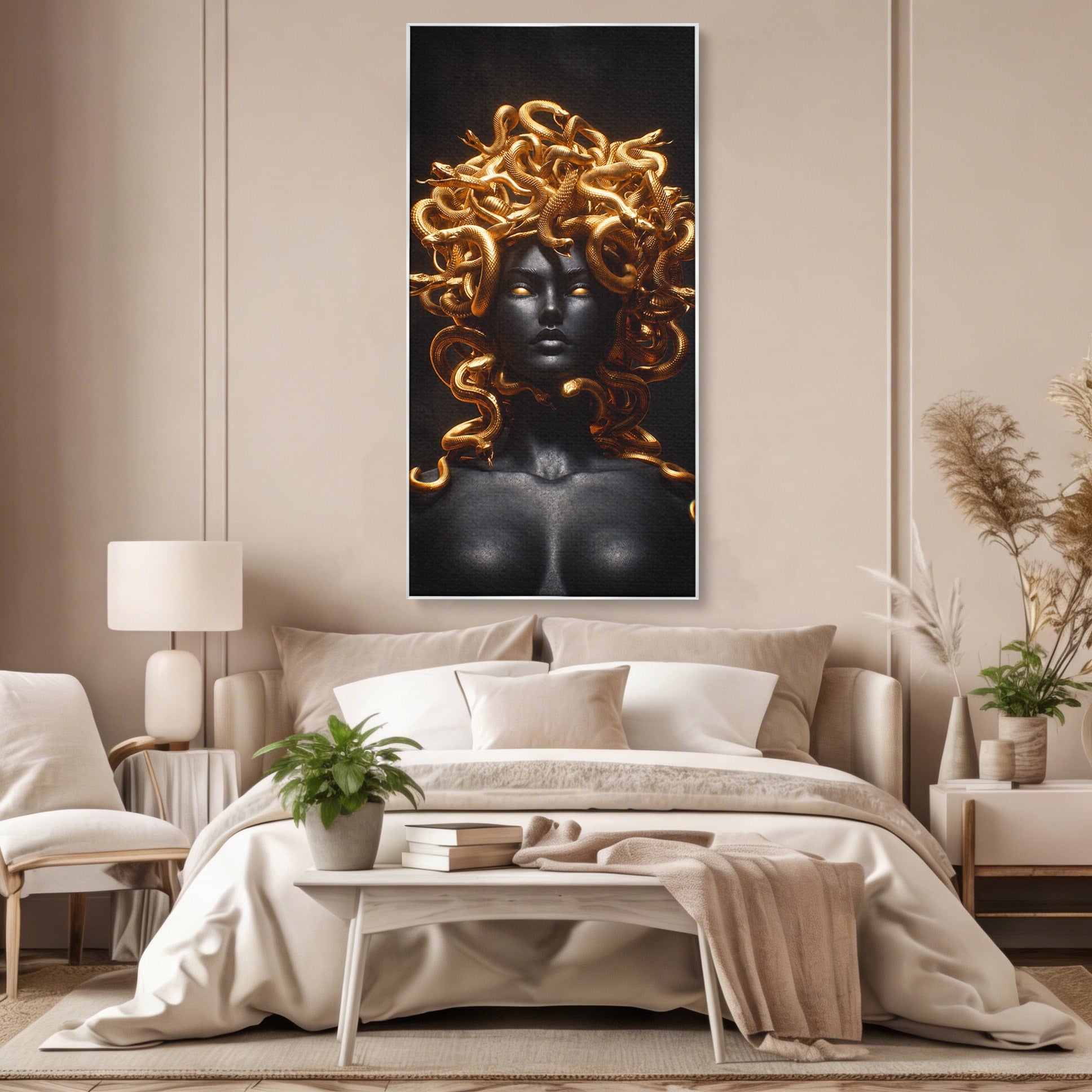 Tablou Canvas Premium LuxCanva® T1022, Meduza Mitologica, Mitologie, Meduza, Portret, Dormitor, Living, Culori Vibrante