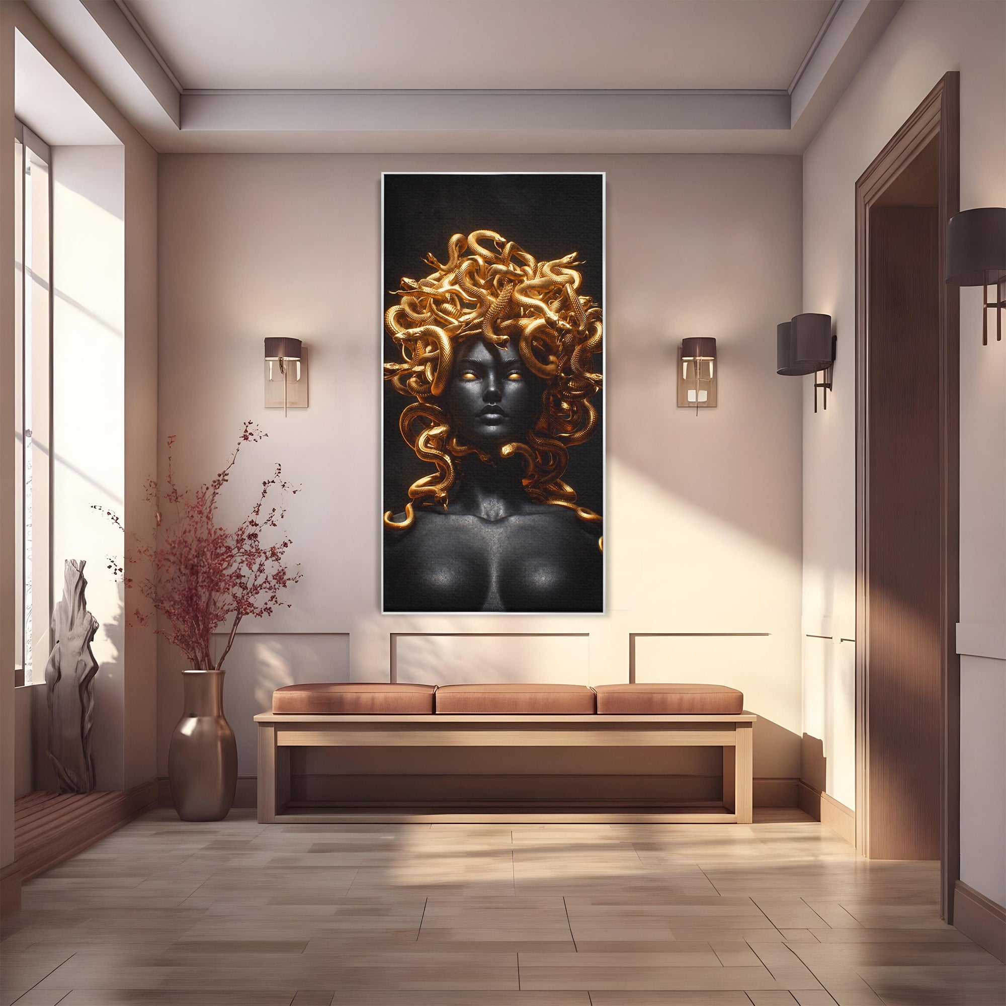 Tablou Canvas Premium LuxCanva® T1022, Meduza Mitologica, Mitologie, Meduza, Portret, Dormitor, Living, Culori Vibrante