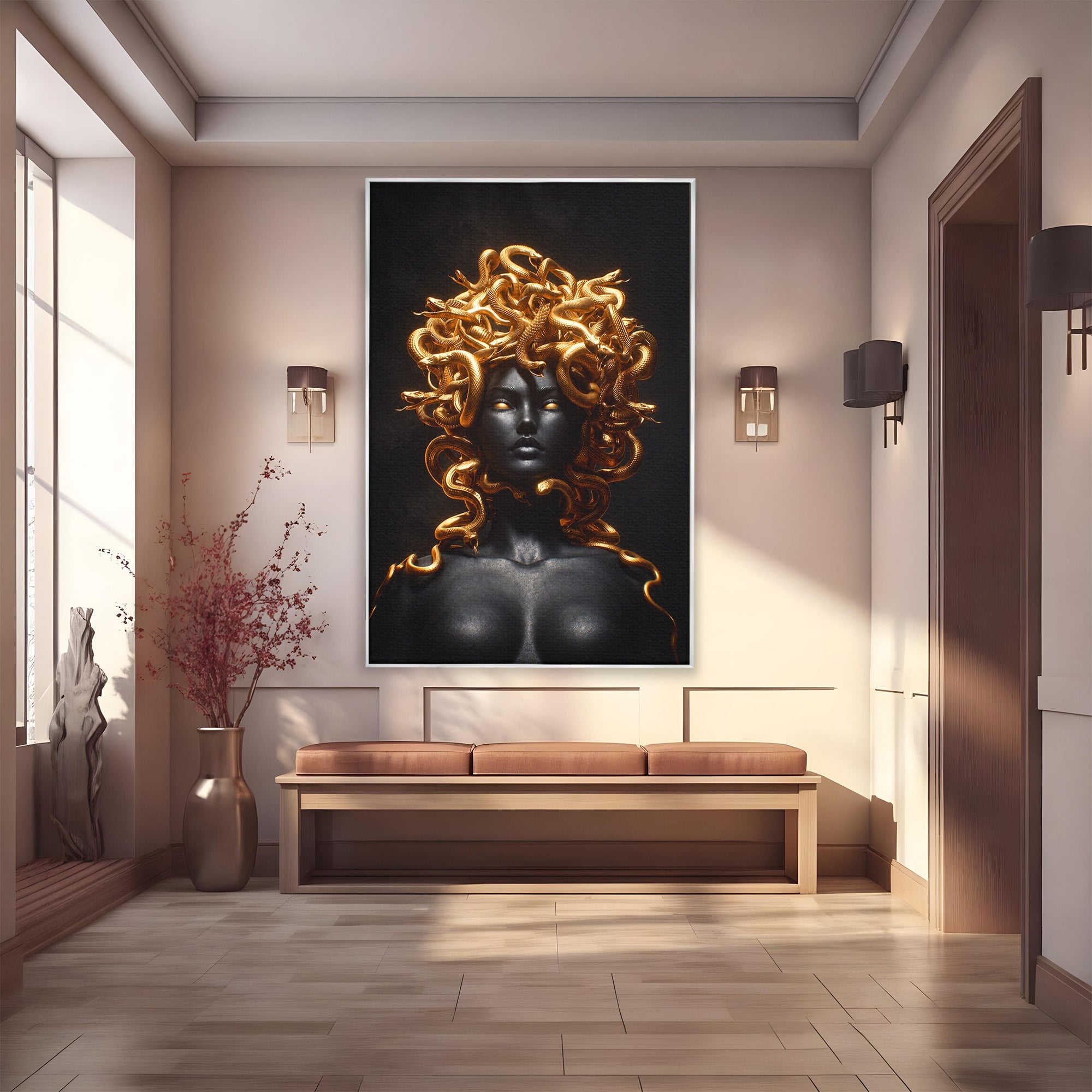 Tablou Canvas Premium LuxCanva® T1022, Meduza Mitologica, Mitologie, Meduza, Portret, Dormitor, Living, Culori Vibrante