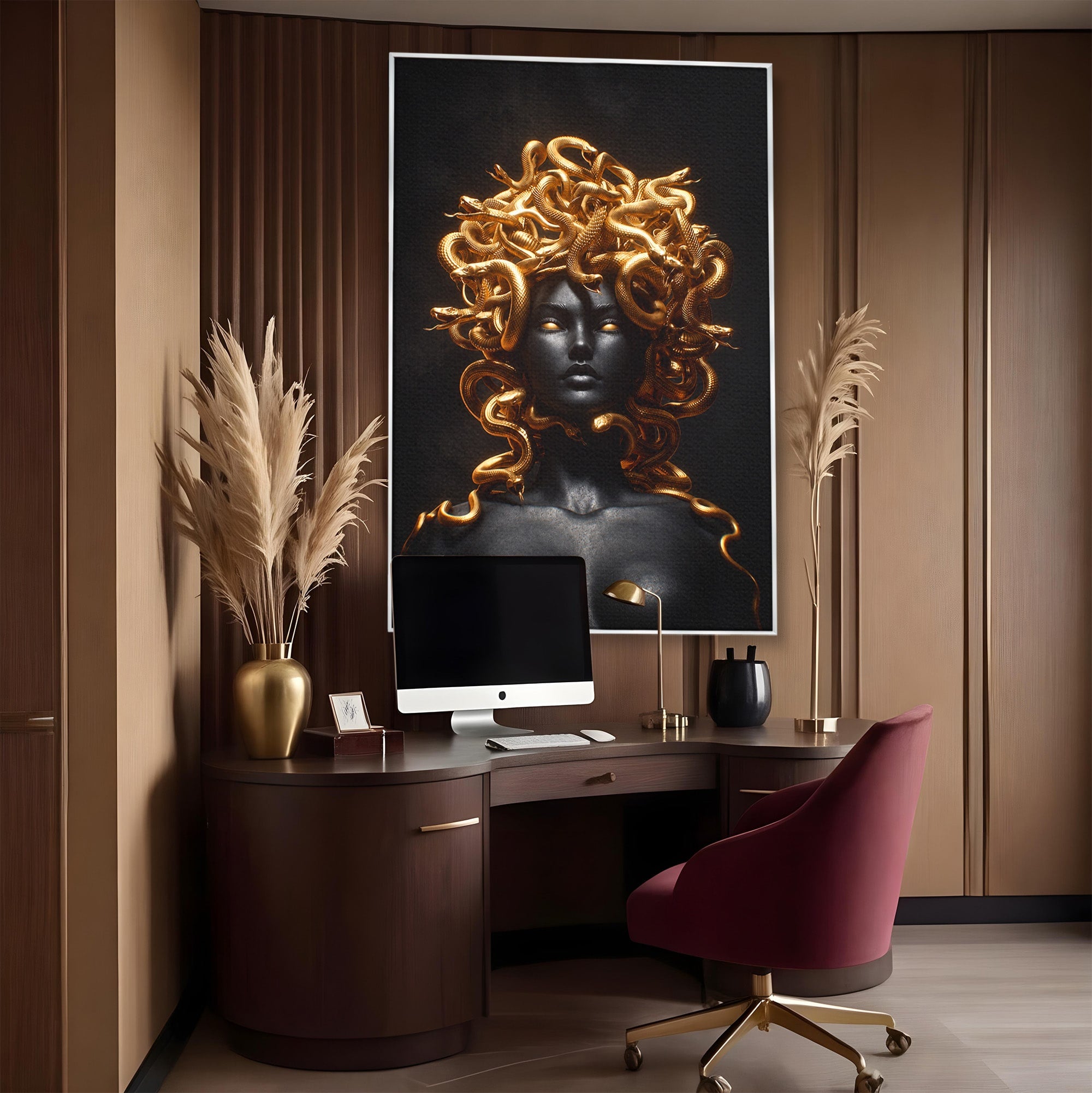 Tablou Canvas Premium LuxCanva® T1022, Meduza Mitologica, Mitologie, Meduza, Portret, Dormitor, Living, Culori Vibrante