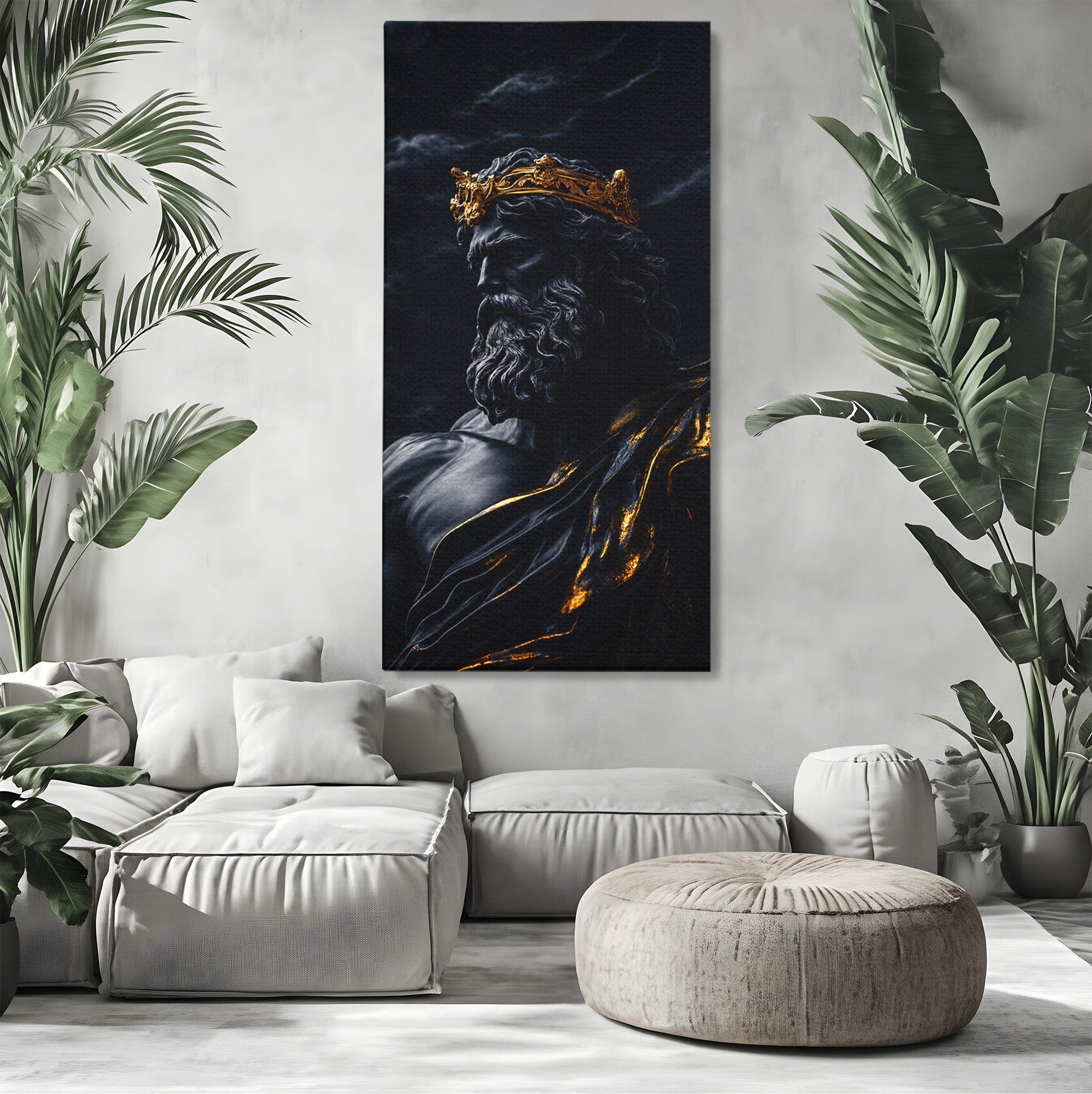 Tablou Canvas Premium LuxCanva® T1023, Zeus Regal, Zeus, Mitologie, Regal, Putere, Dormitor, Living, Culori Vibrante