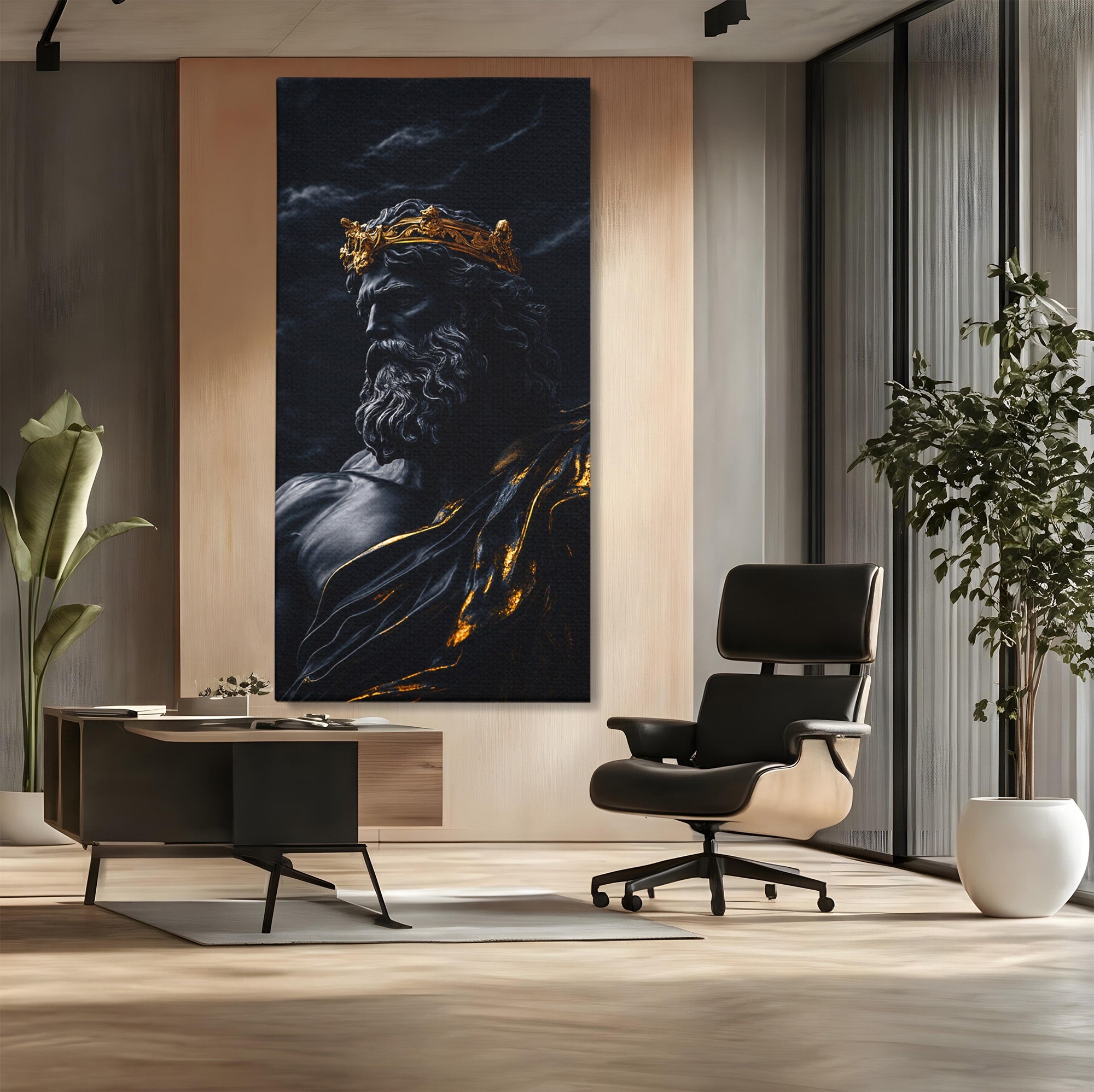 Tablou Canvas Premium LuxCanva® T1023, Zeus Regal, Zeus, Mitologie, Regal, Putere, Dormitor, Living, Culori Vibrante