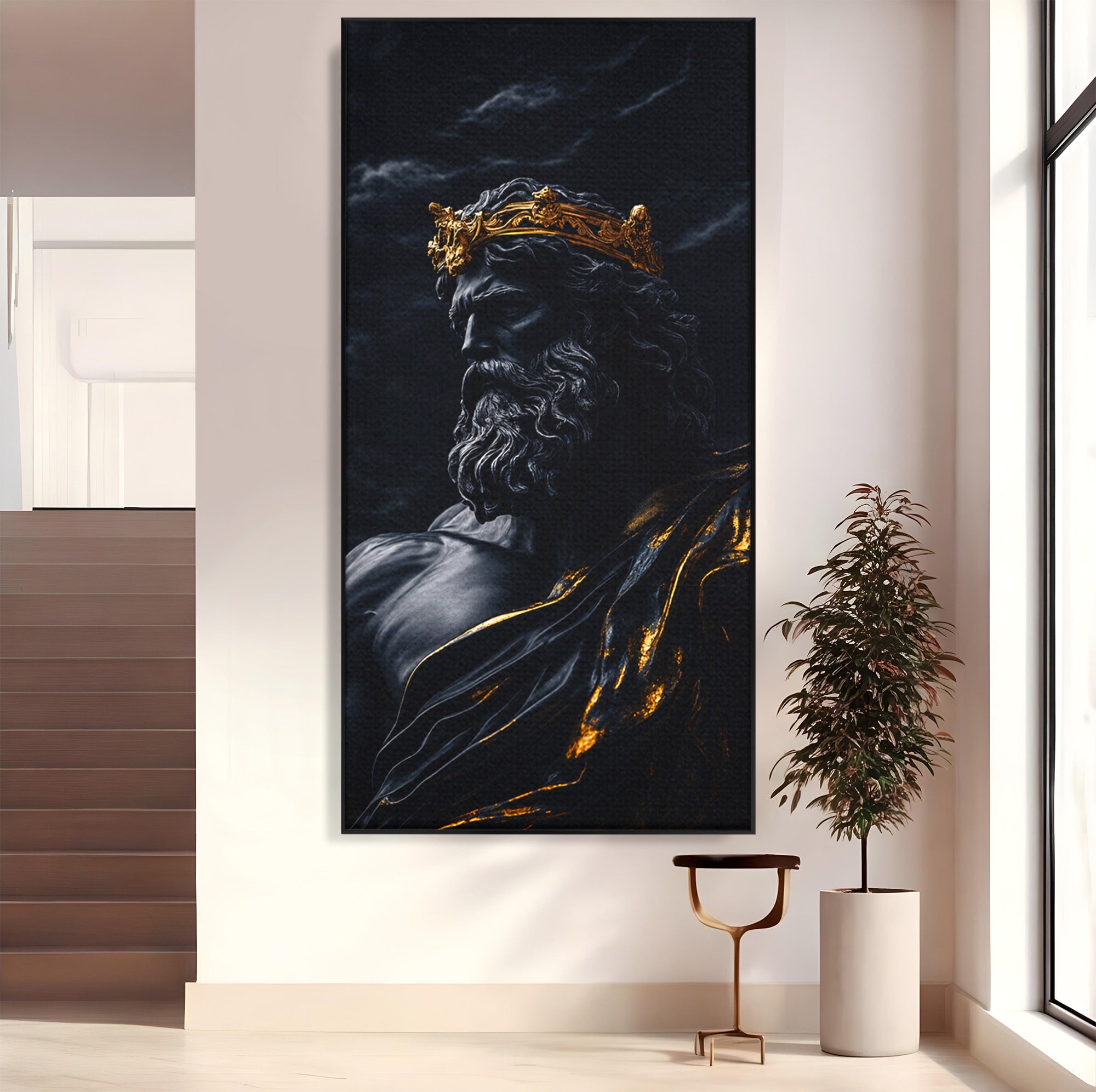 Tablou Canvas Premium LuxCanva® T1023, Zeus Regal, Zeus, Mitologie, Regal, Putere, Dormitor, Living, Culori Vibrante