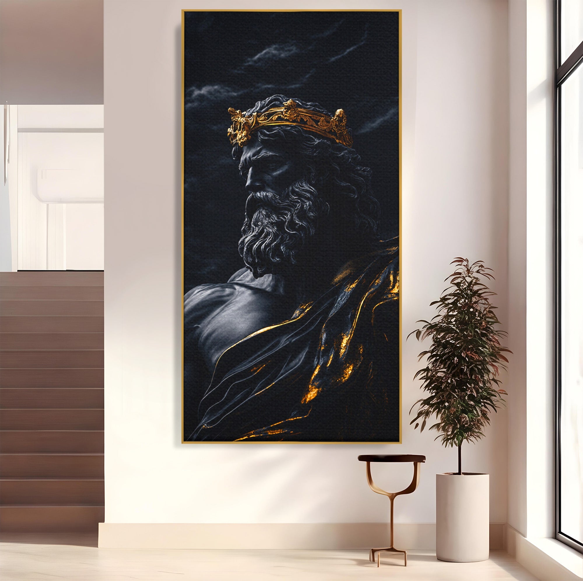 Tablou Canvas Premium LuxCanva® T1023, Zeus Regal, Zeus, Mitologie, Regal, Putere, Dormitor, Living, Culori Vibrante