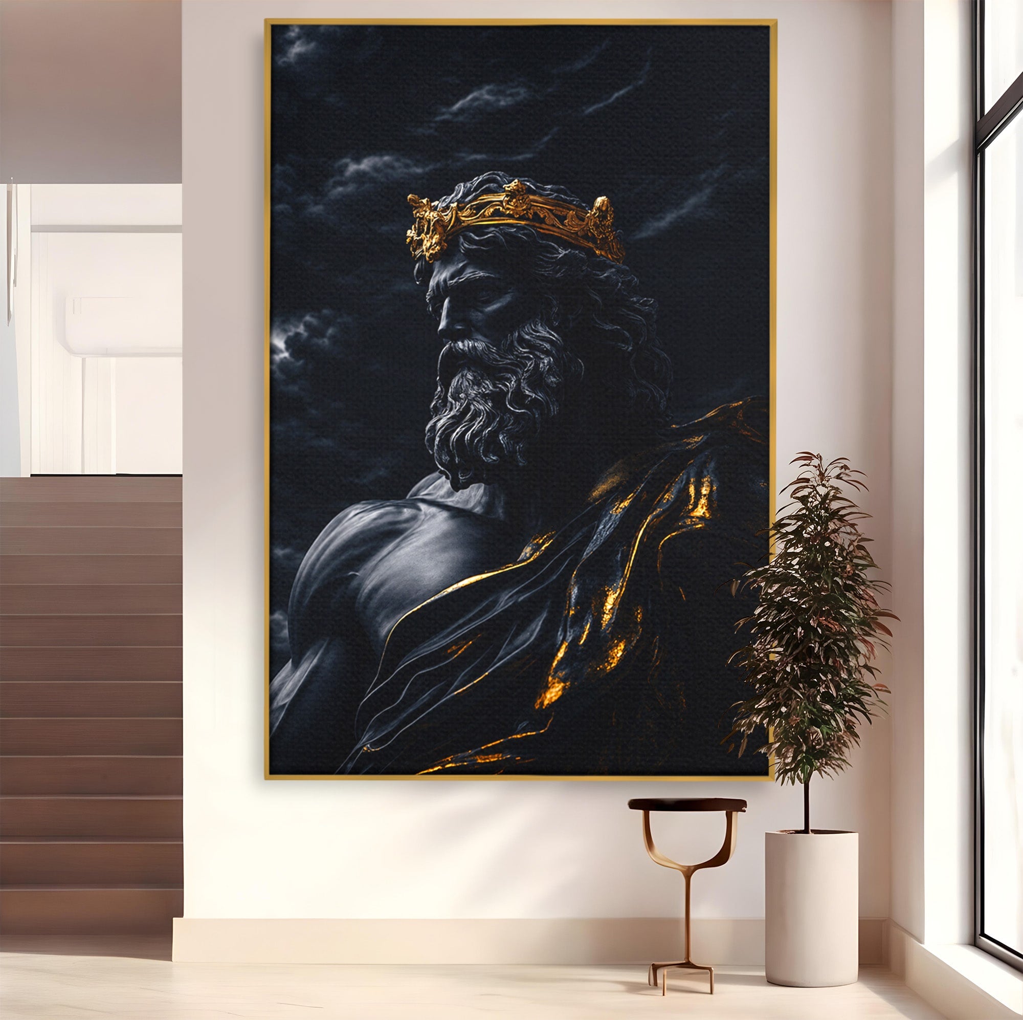 Tablou Canvas Premium LuxCanva® T1023, Zeus Regal, Zeus, Mitologie, Regal, Putere, Dormitor, Living, Culori Vibrante