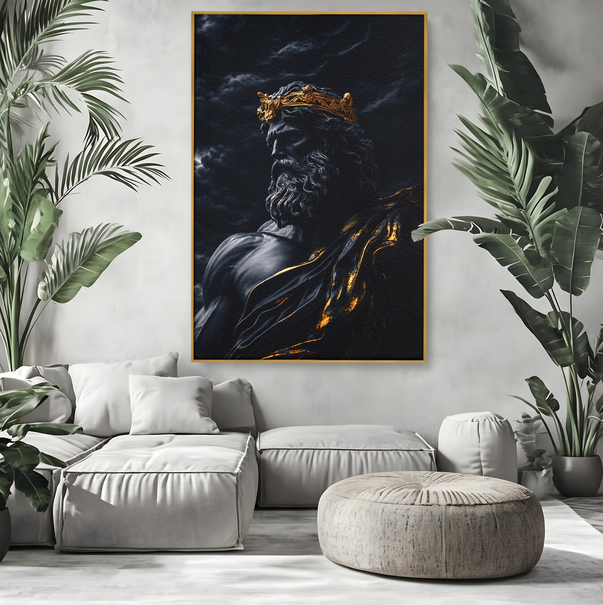 Tablou Canvas Premium LuxCanva® T1023, Zeus Regal, Zeus, Mitologie, Regal, Putere, Dormitor, Living, Culori Vibrante
