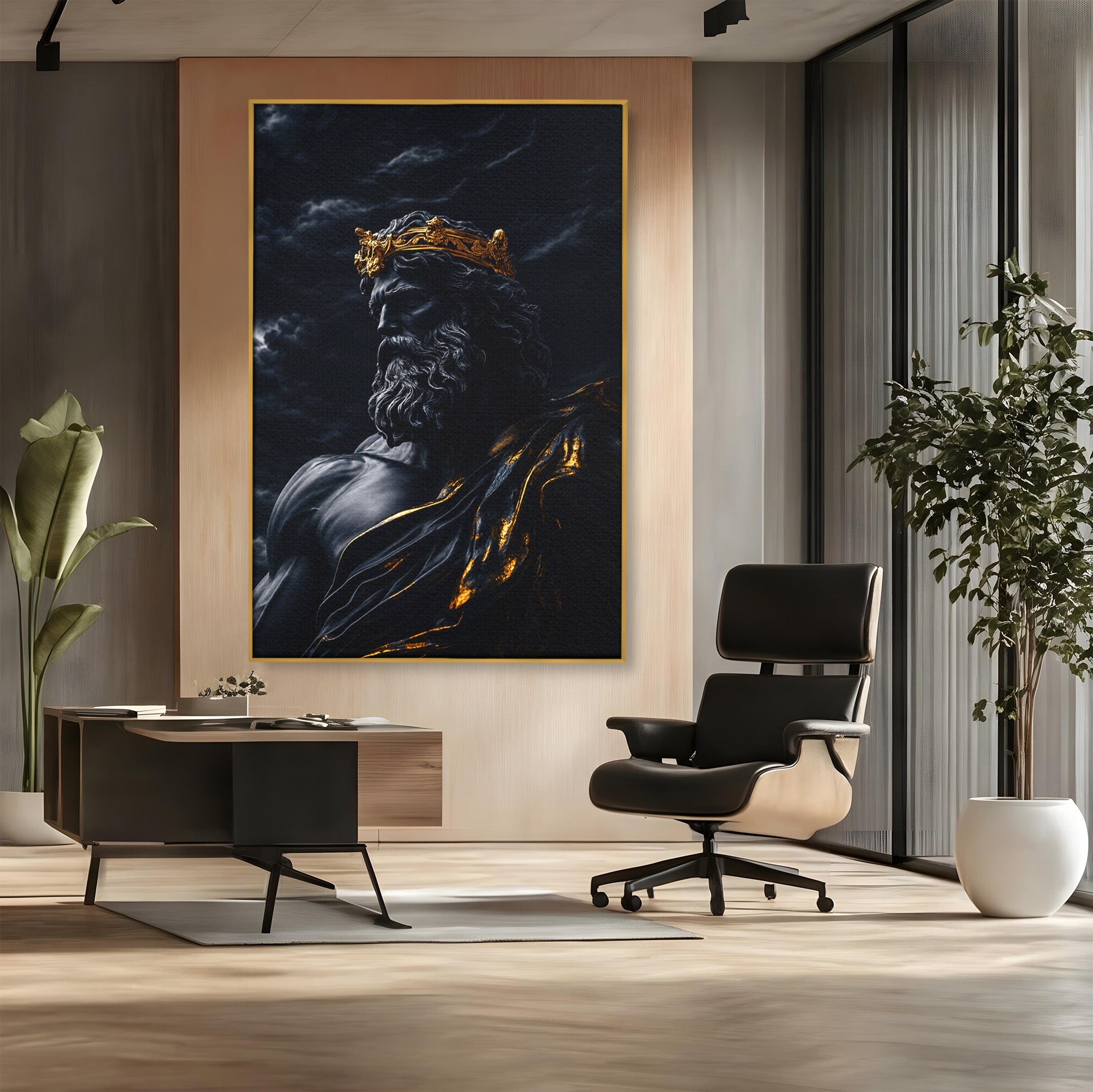 Tablou Canvas Premium LuxCanva® T1023, Zeus Regal, Zeus, Mitologie, Regal, Putere, Dormitor, Living, Culori Vibrante