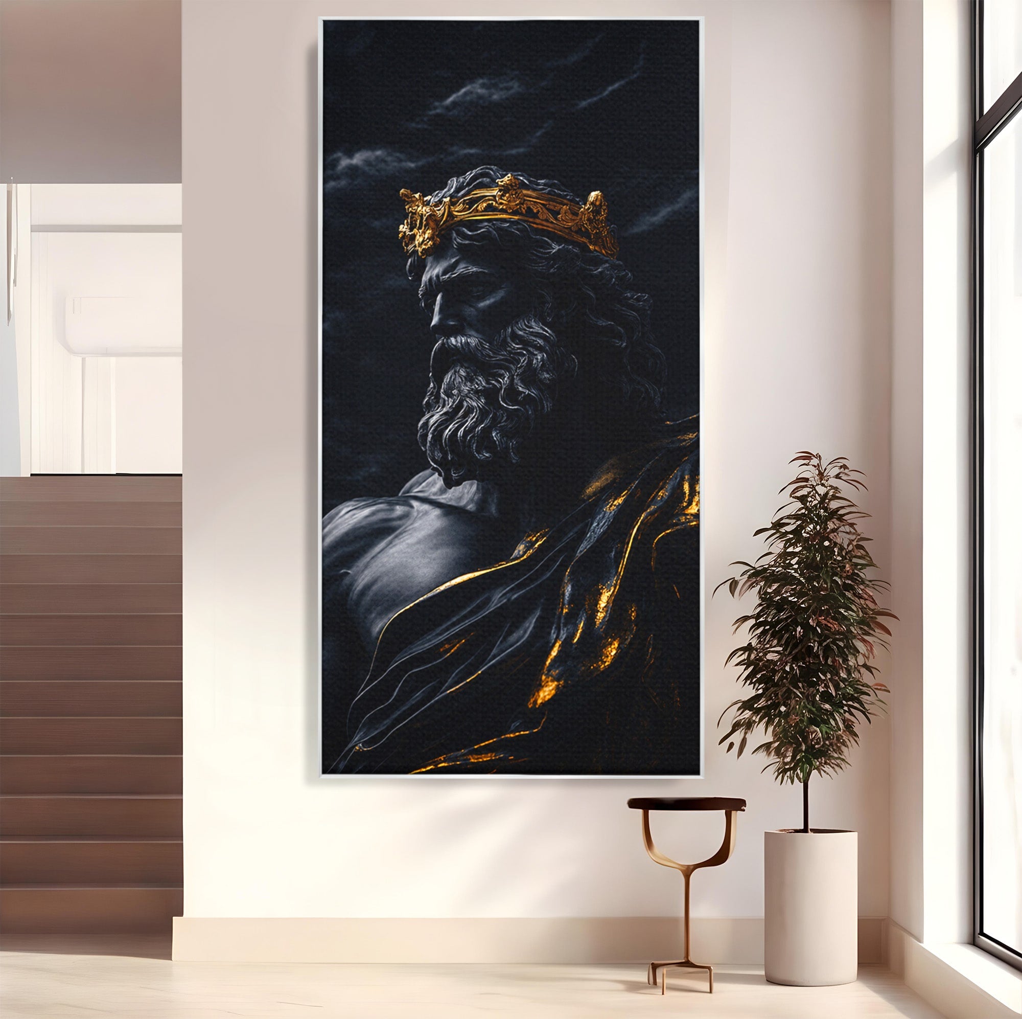 Tablou Canvas Premium LuxCanva® T1023, Zeus Regal, Zeus, Mitologie, Regal, Putere, Dormitor, Living, Culori Vibrante