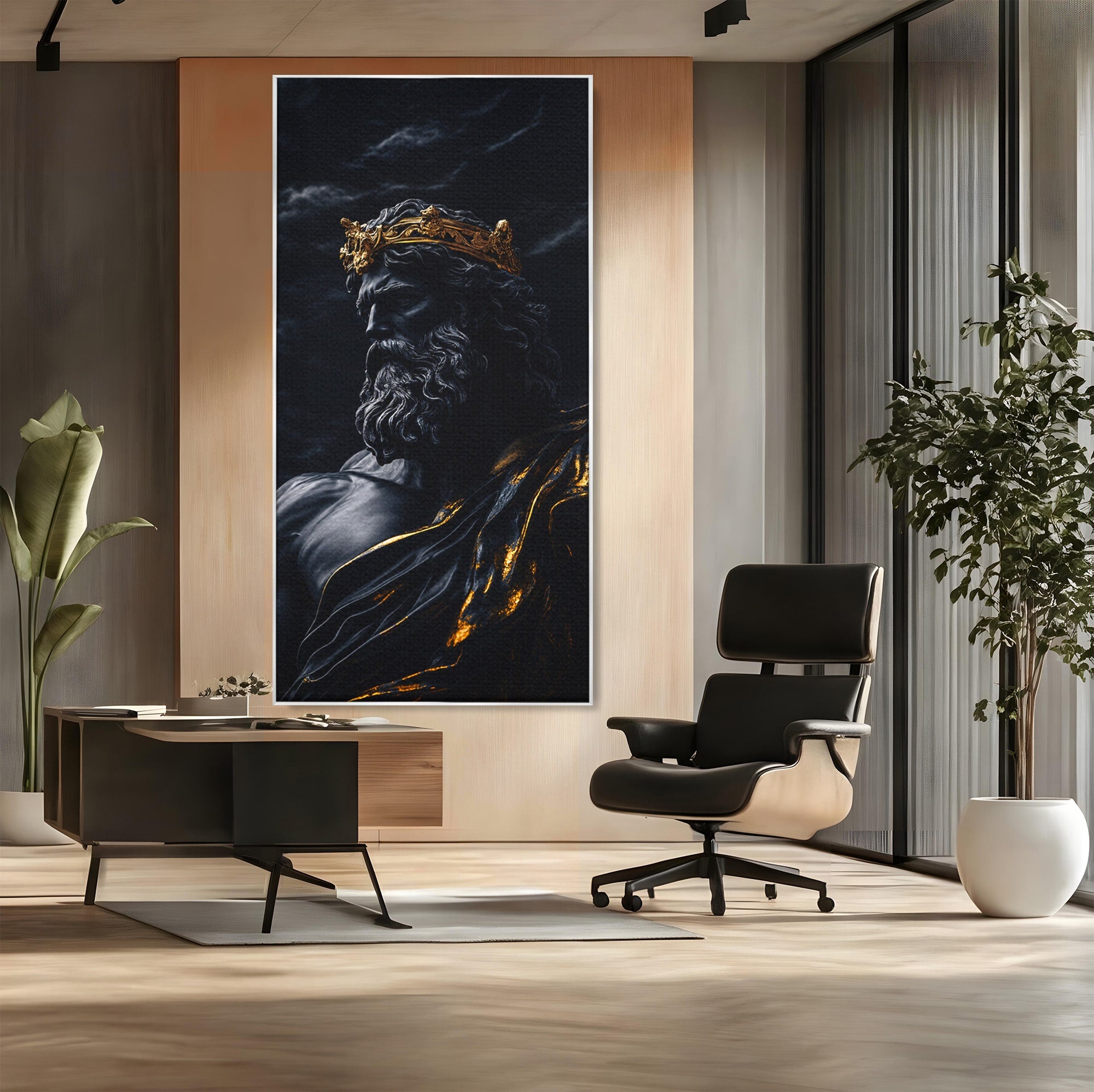 Tablou Canvas Premium LuxCanva® T1023, Zeus Regal, Zeus, Mitologie, Regal, Putere, Dormitor, Living, Culori Vibrante