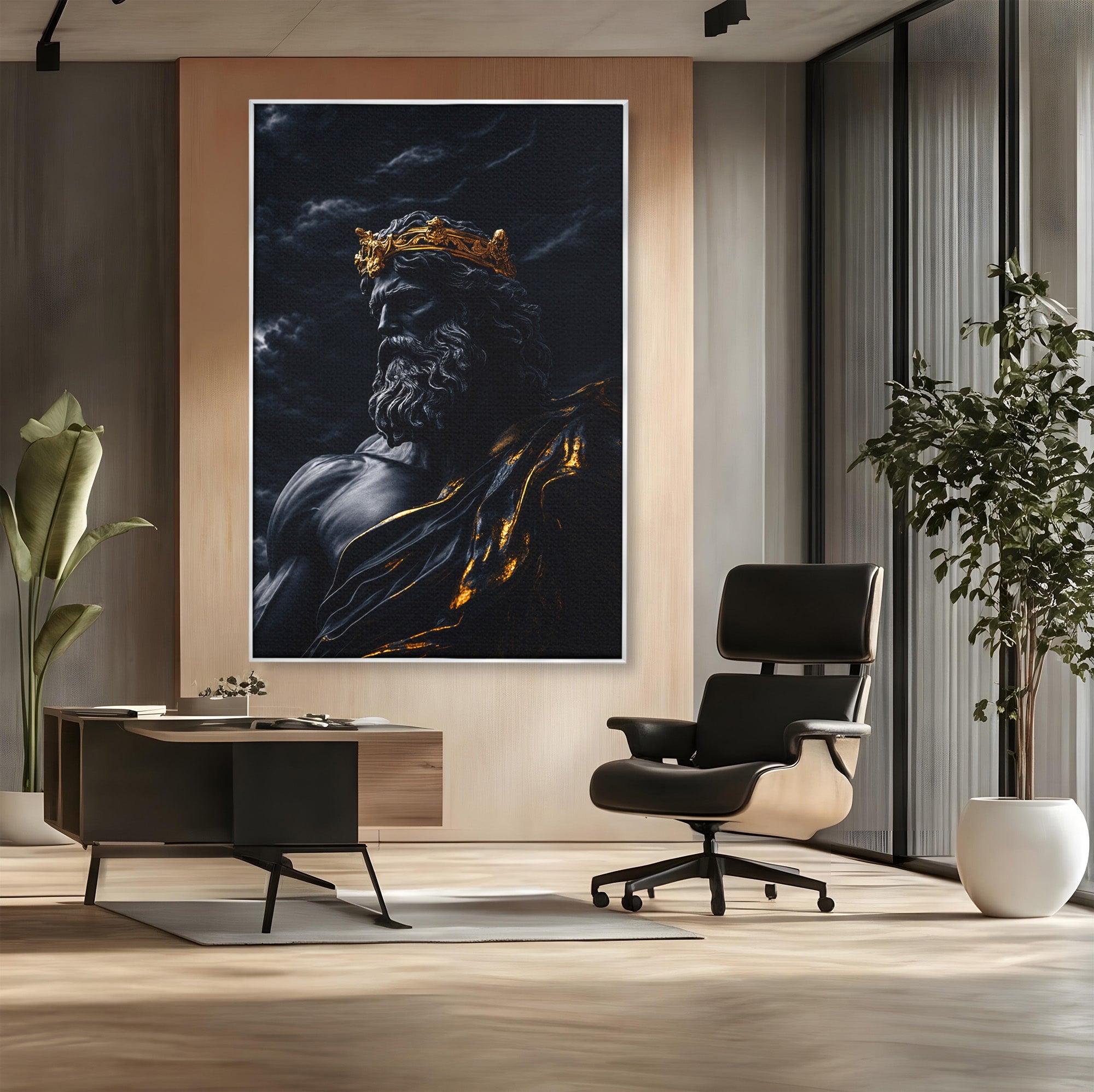Tablou Canvas Premium LuxCanva® T1023, Zeus Regal, Zeus, Mitologie, Regal, Putere, Dormitor, Living, Culori Vibrante