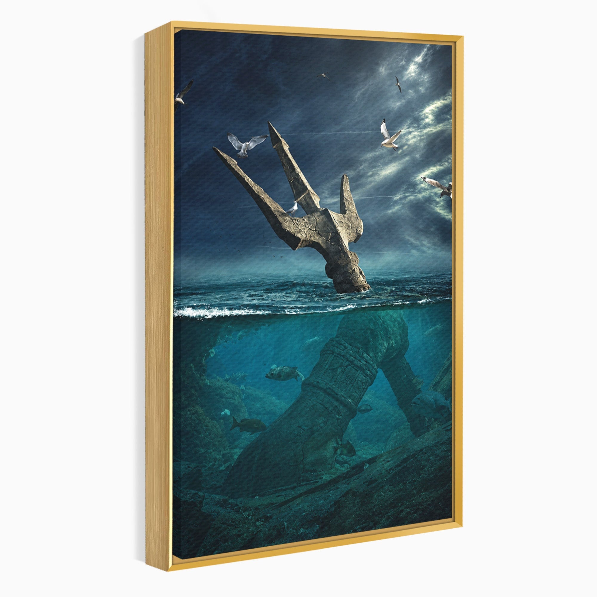 Tablou Canvas Premium LuxCanva® T1024, Tridentul Subacvatic, Trident, Ocean, Mister, Living, Aventura, Culori Vibrante