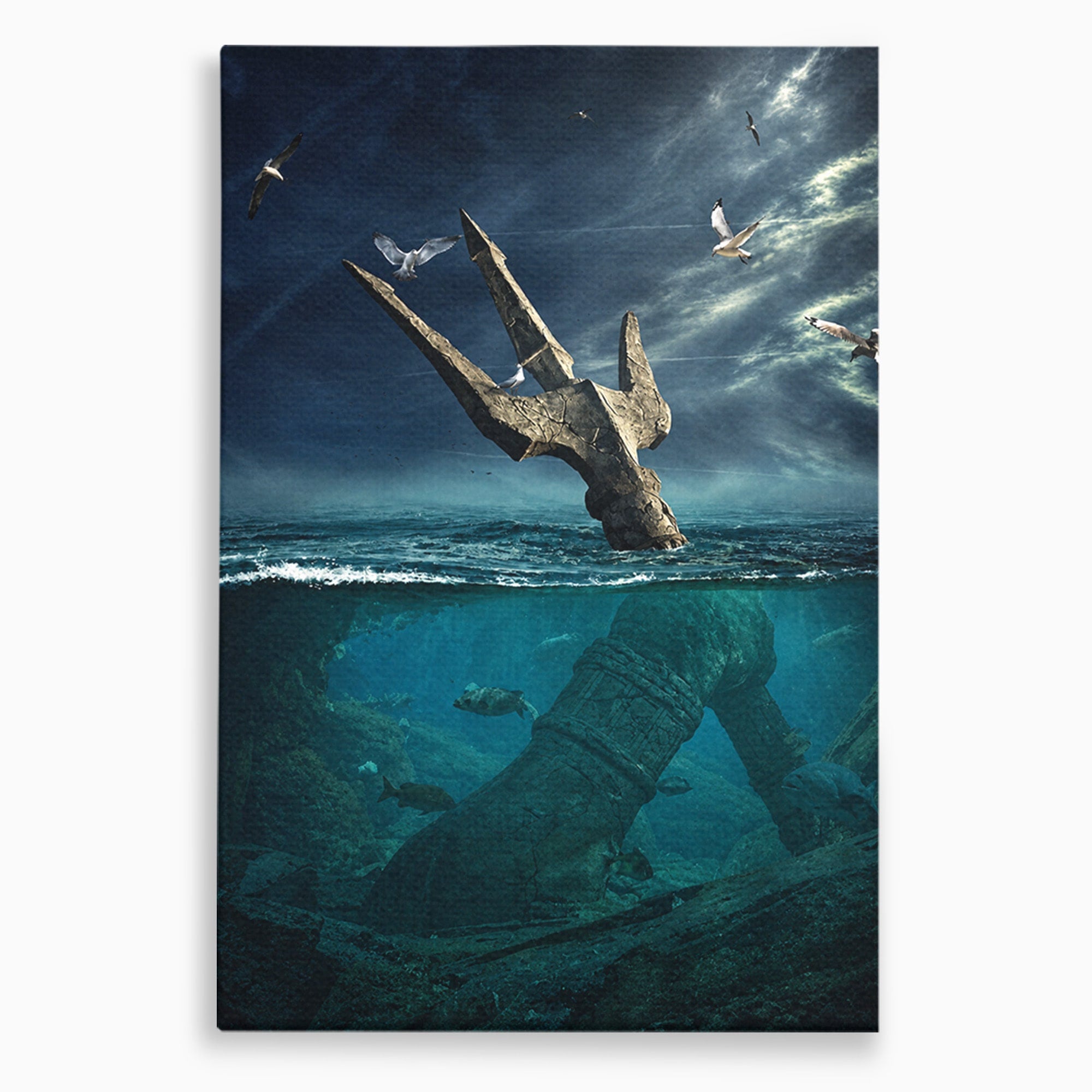 Tablou Canvas Premium LuxCanva® T1024, Tridentul Subacvatic, Trident, Ocean, Mister, Living, Aventura, Culori Vibrante