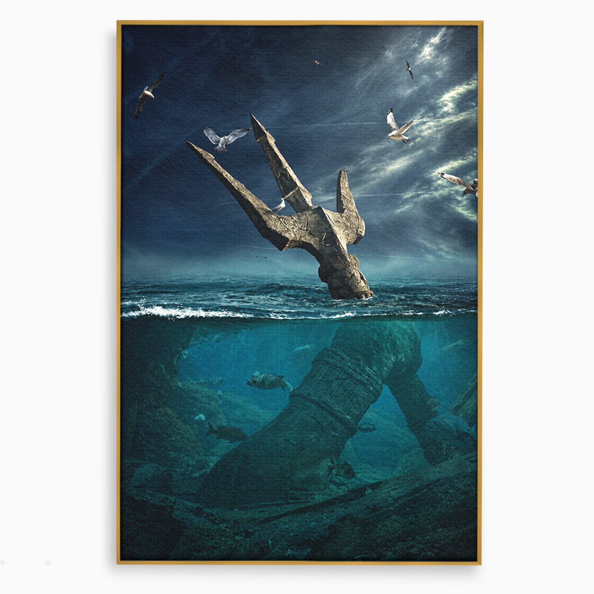 Tablou Canvas Premium LuxCanva® T1024, Tridentul Subacvatic, Trident, Ocean, Mister, Living, Aventura, Culori Vibrante