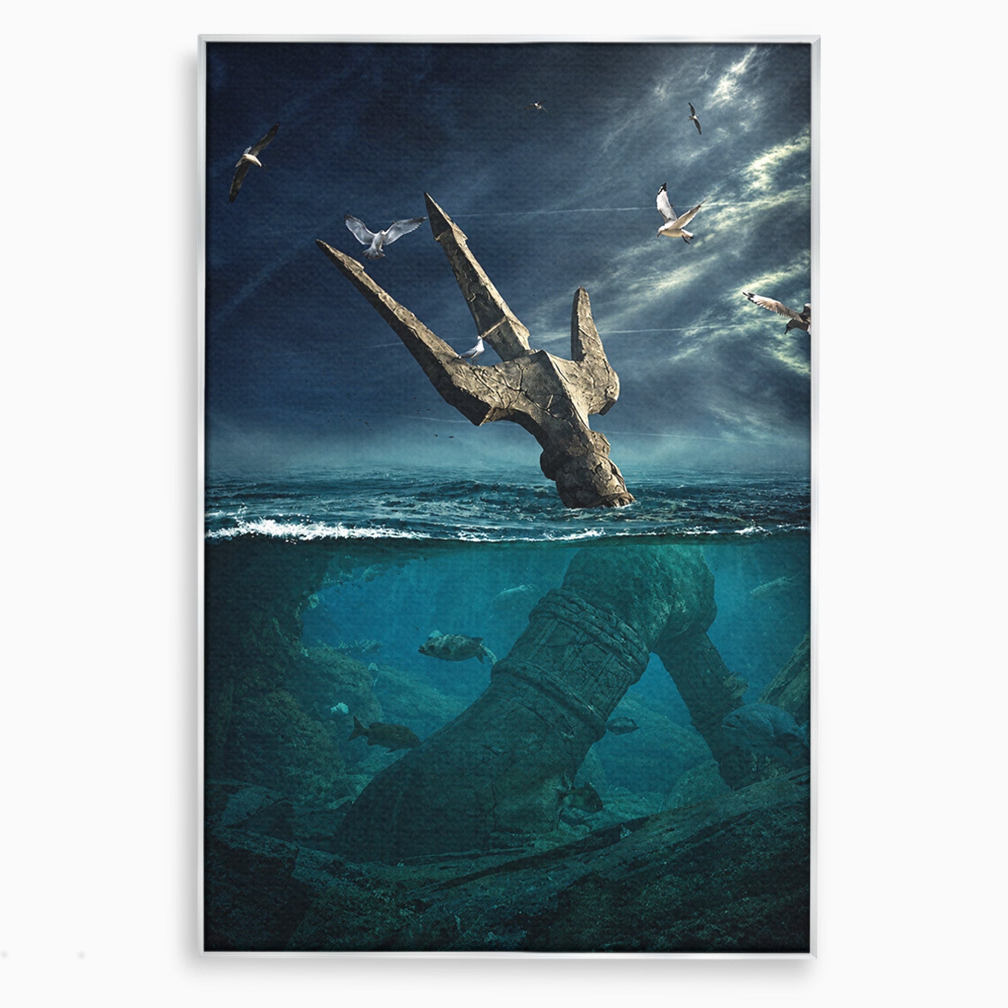 Tablou Canvas Premium LuxCanva® T1024, Tridentul Subacvatic, Trident, Ocean, Mister, Living, Aventura, Culori Vibrante