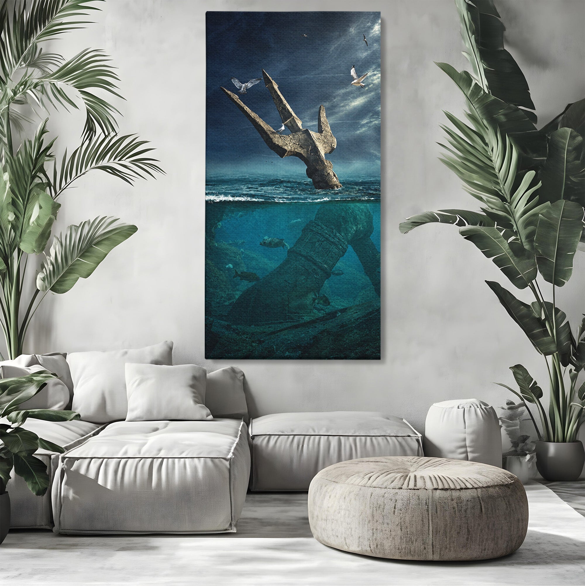 Tablou Canvas Premium LuxCanva® T1024, Tridentul Subacvatic, Trident, Ocean, Mister, Living, Aventura, Culori Vibrante