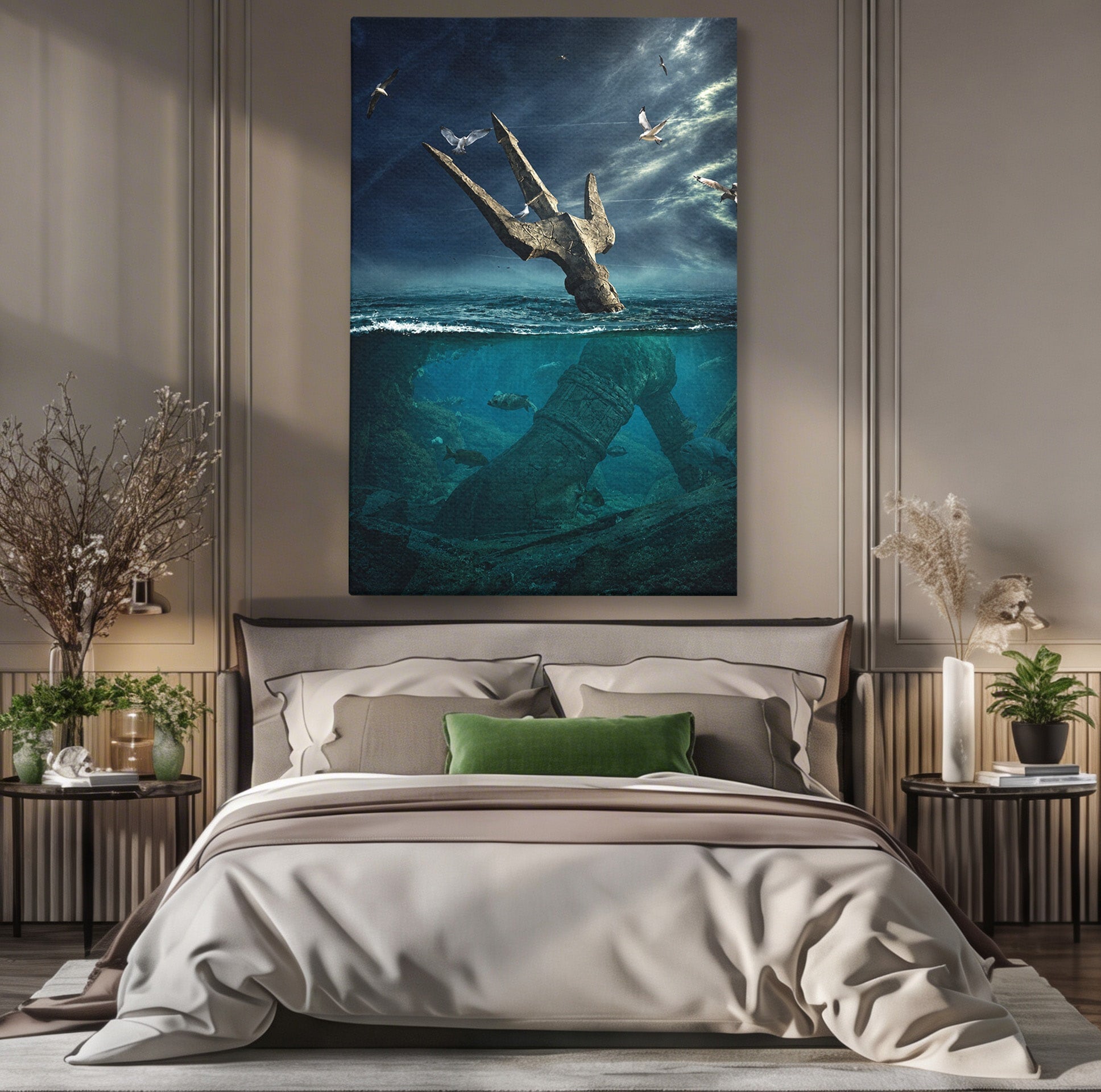 Tablou Canvas Premium LuxCanva® T1024, Tridentul Subacvatic, Trident, Ocean, Mister, Living, Aventura, Culori Vibrante
