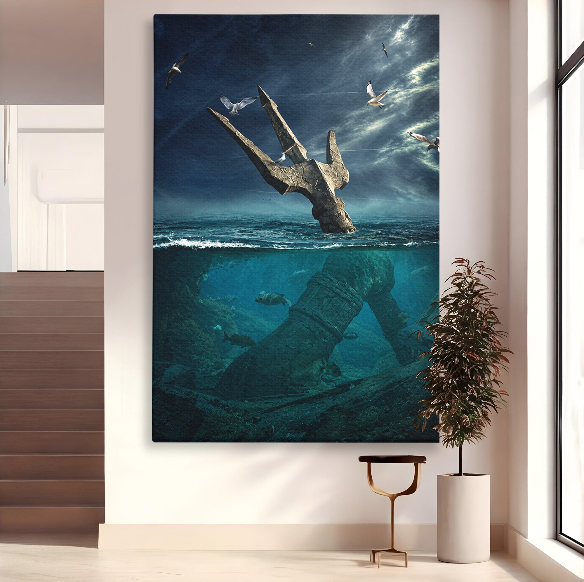 Tablou Canvas Premium LuxCanva® T1024, Tridentul Subacvatic, Trident, Ocean, Mister, Living, Aventura, Culori Vibrante