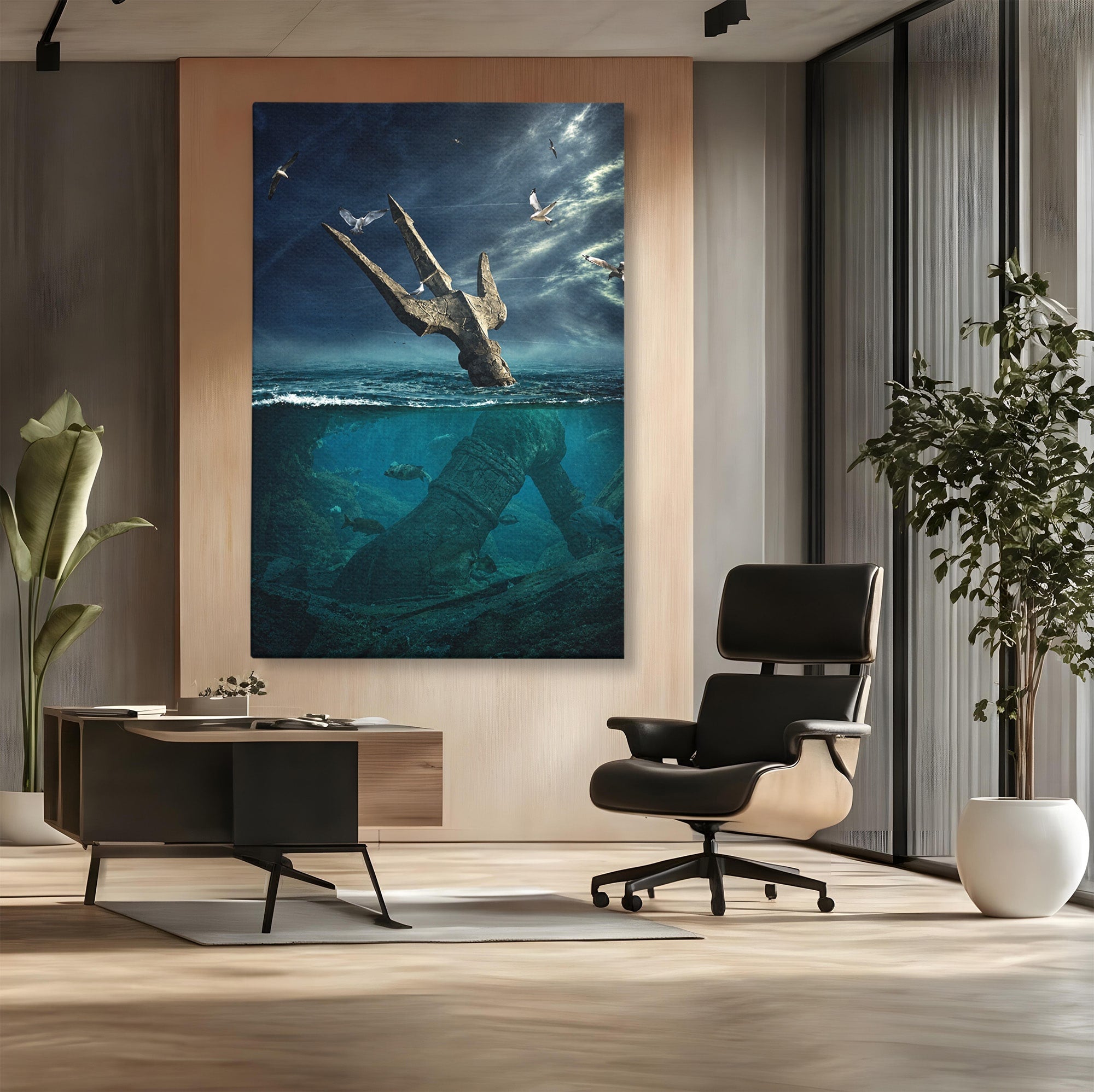 Tablou Canvas Premium LuxCanva® T1024, Tridentul Subacvatic, Trident, Ocean, Mister, Living, Aventura, Culori Vibrante