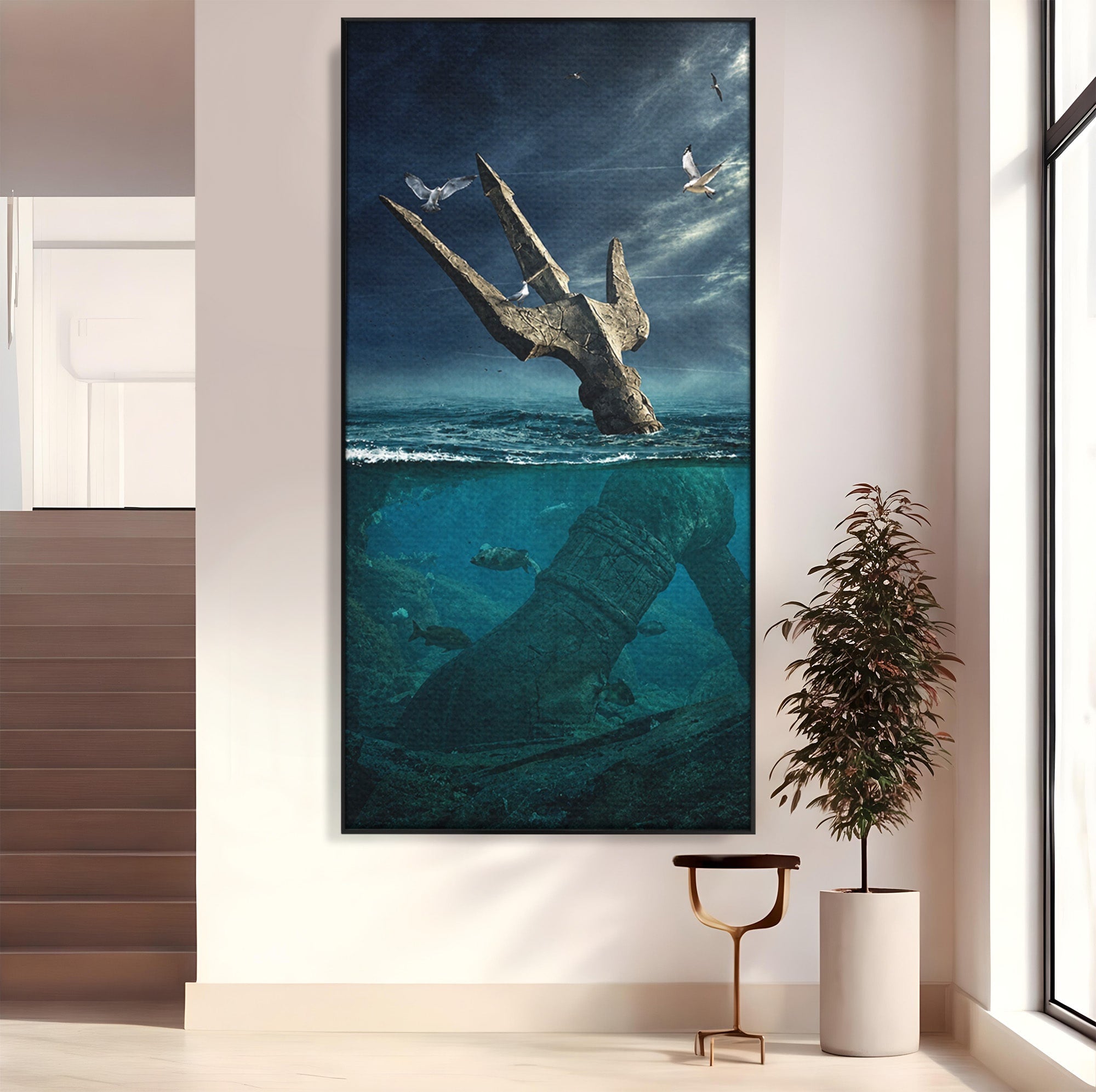 Tablou Canvas Premium LuxCanva® T1024, Tridentul Subacvatic, Trident, Ocean, Mister, Living, Aventura, Culori Vibrante