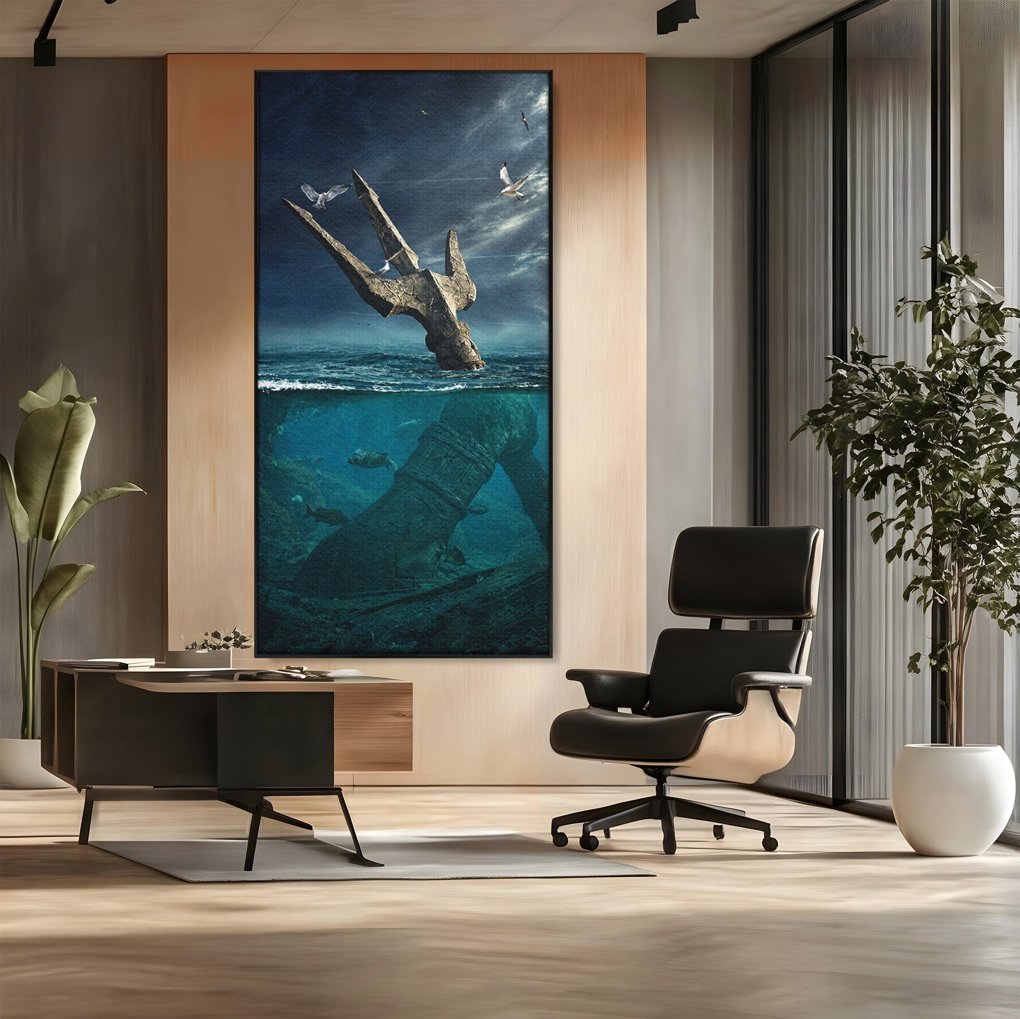 Tablou Canvas Premium LuxCanva® T1024, Tridentul Subacvatic, Trident, Ocean, Mister, Living, Aventura, Culori Vibrante