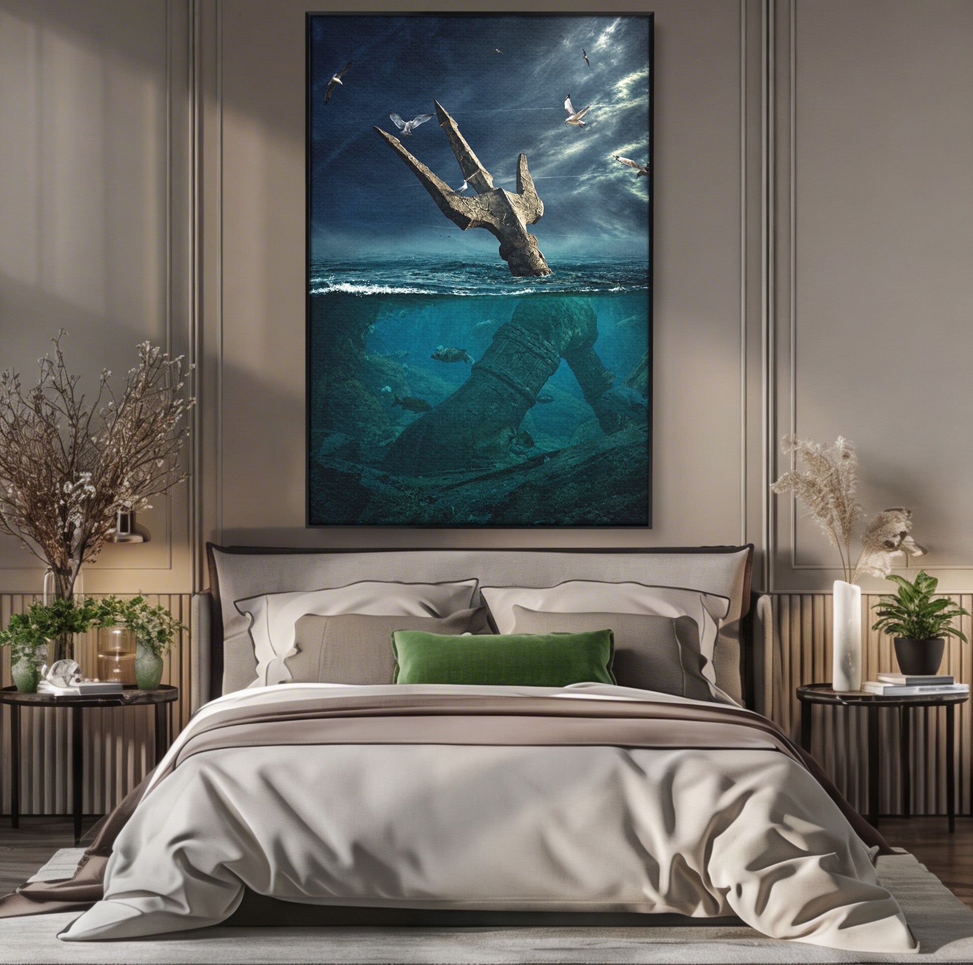 Tablou Canvas Premium LuxCanva® T1024, Tridentul Subacvatic, Trident, Ocean, Mister, Living, Aventura, Culori Vibrante
