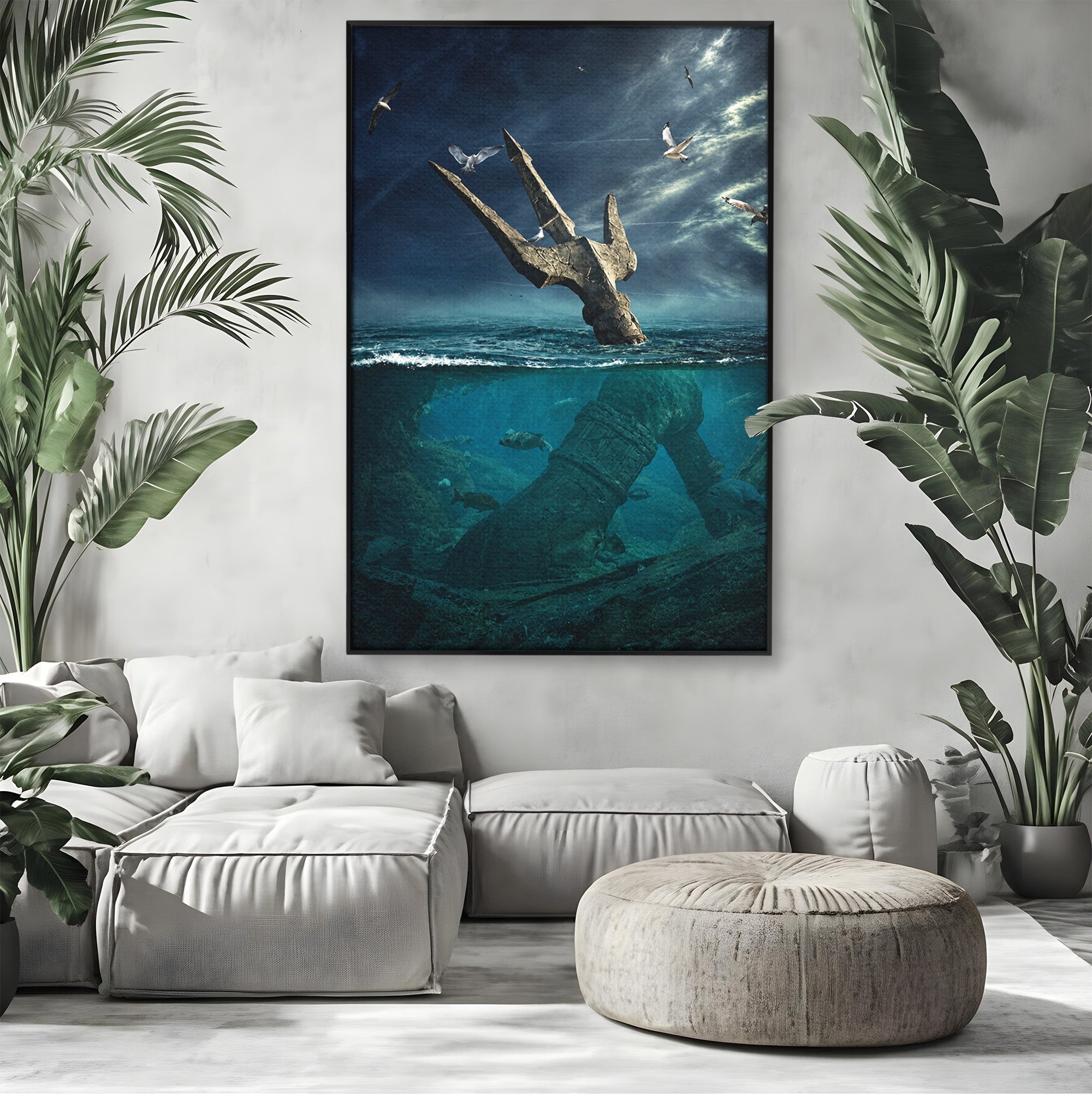 Tablou Canvas Premium LuxCanva® T1024, Tridentul Subacvatic, Trident, Ocean, Mister, Living, Aventura, Culori Vibrante