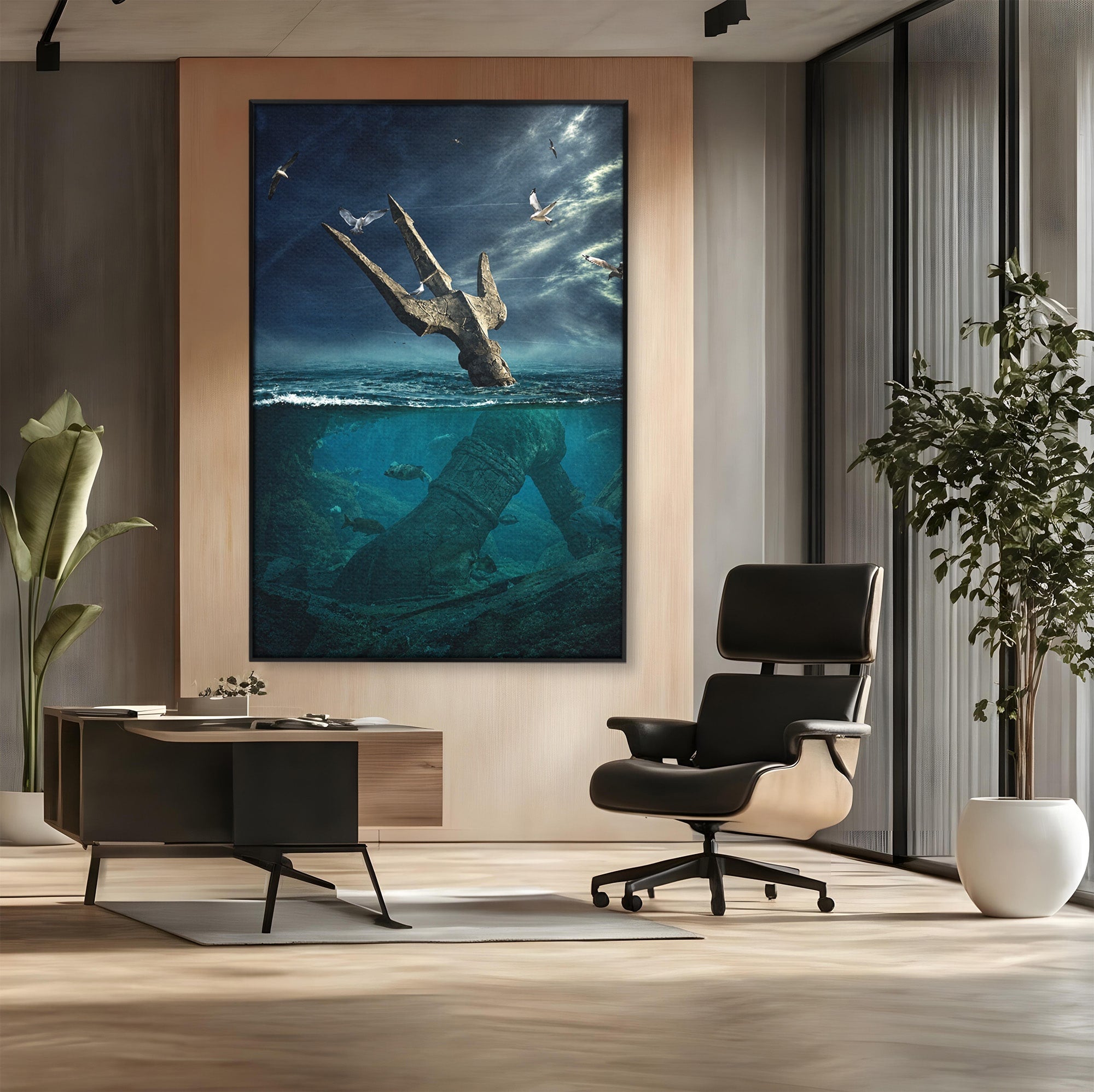 Tablou Canvas Premium LuxCanva® T1024, Tridentul Subacvatic, Trident, Ocean, Mister, Living, Aventura, Culori Vibrante
