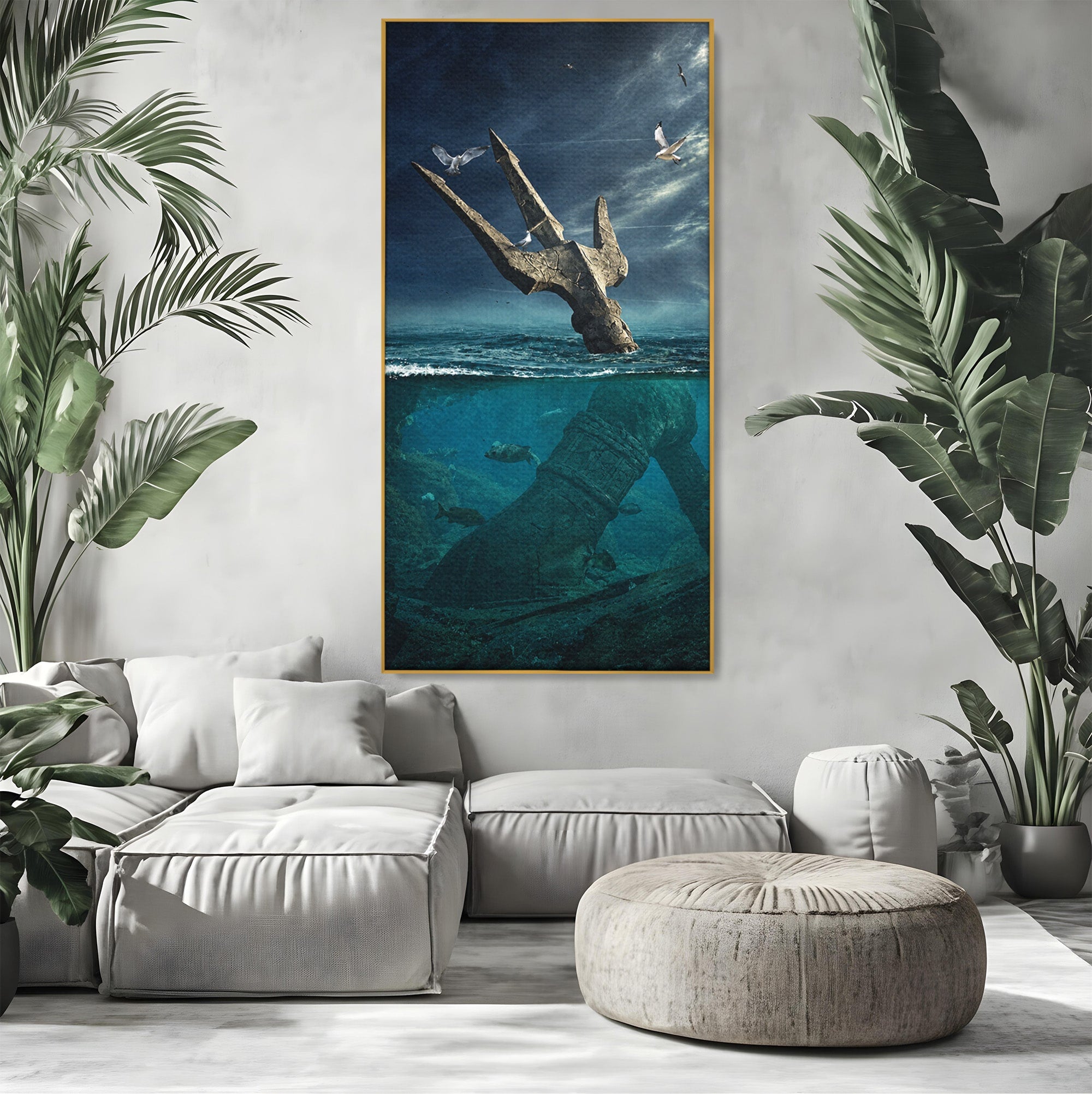 Tablou Canvas Premium LuxCanva® T1024, Tridentul Subacvatic, Trident, Ocean, Mister, Living, Aventura, Culori Vibrante