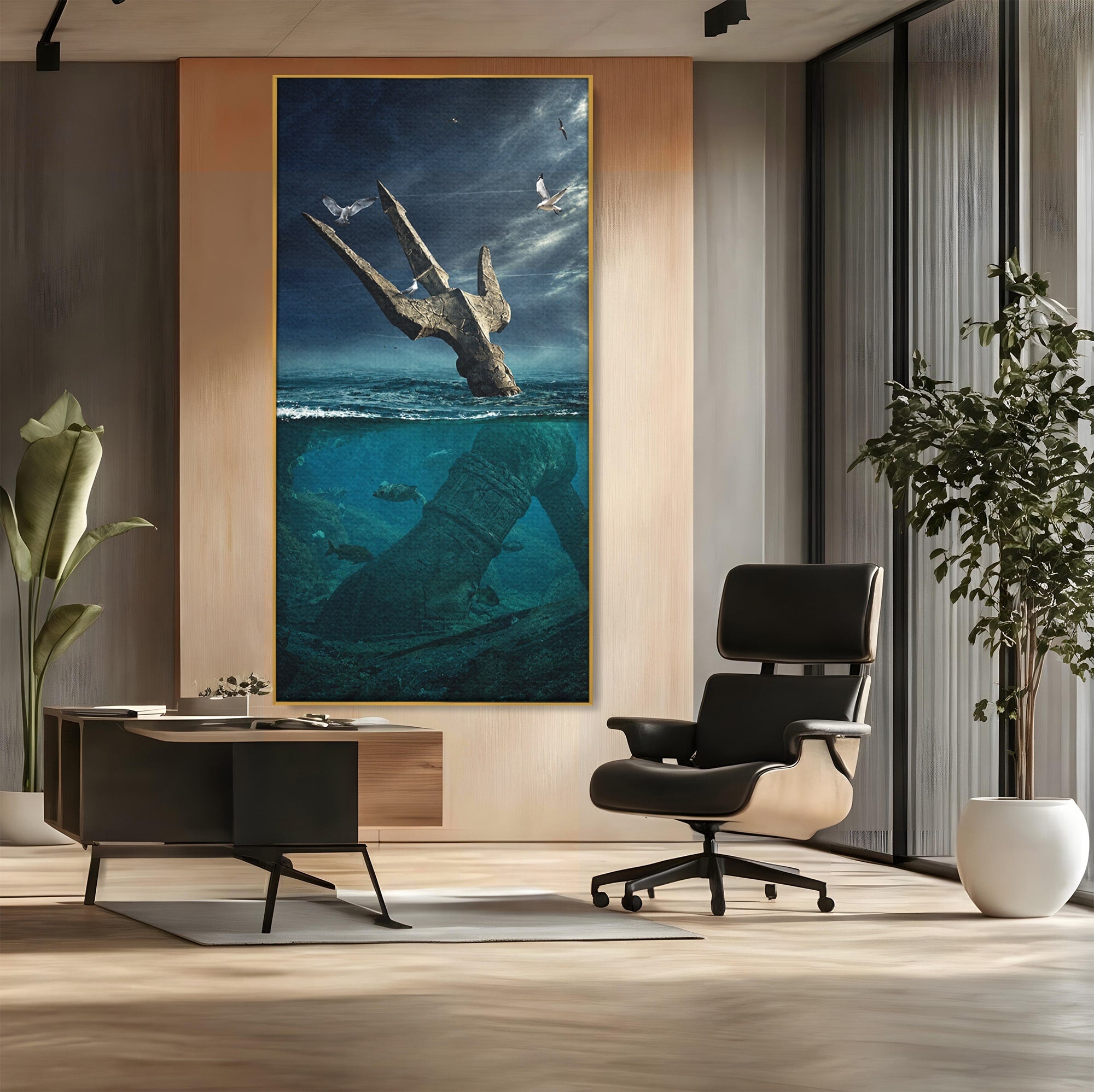 Tablou Canvas Premium LuxCanva® T1024, Tridentul Subacvatic, Trident, Ocean, Mister, Living, Aventura, Culori Vibrante