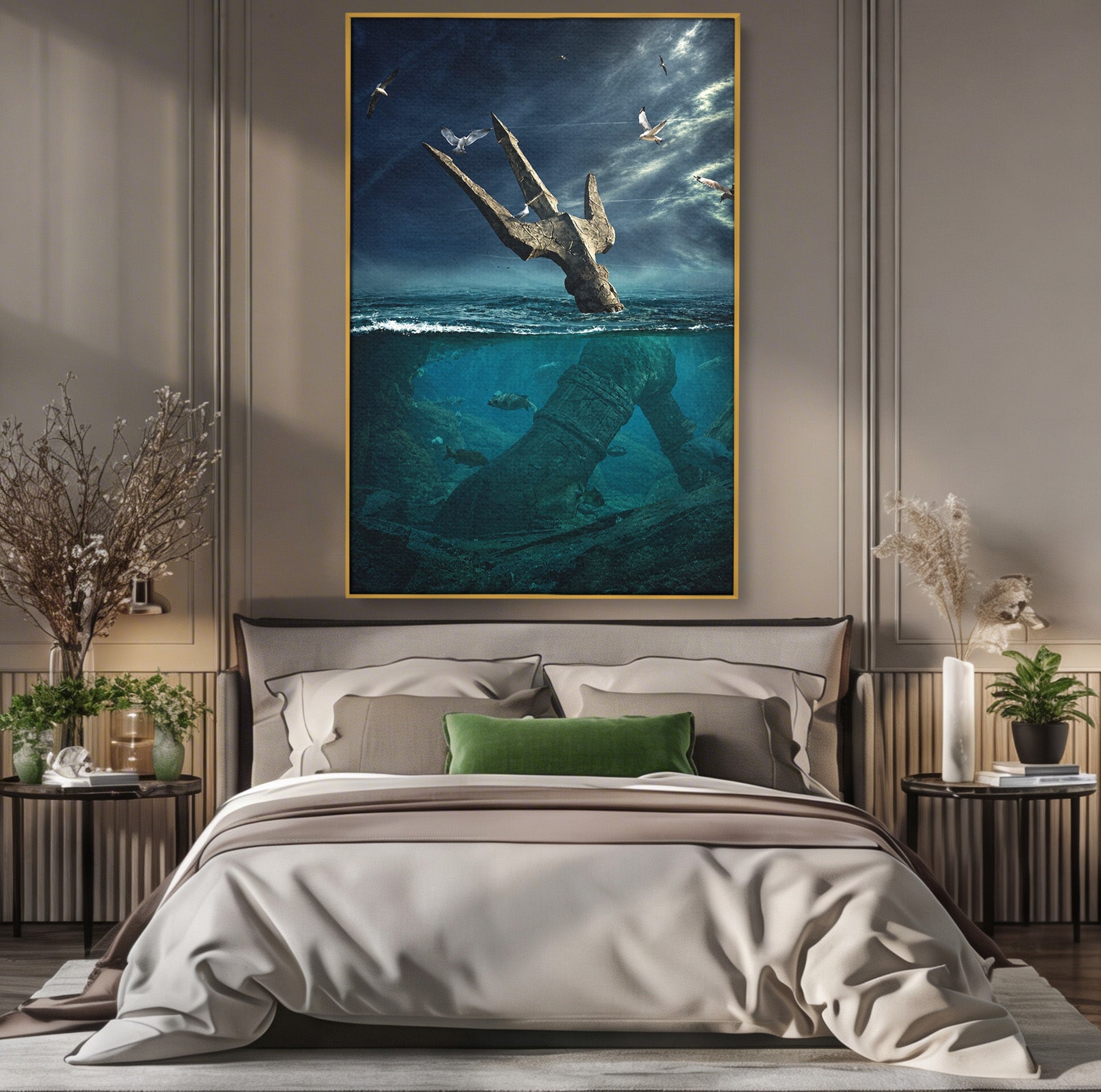 Tablou Canvas Premium LuxCanva® T1024, Tridentul Subacvatic, Trident, Ocean, Mister, Living, Aventura, Culori Vibrante
