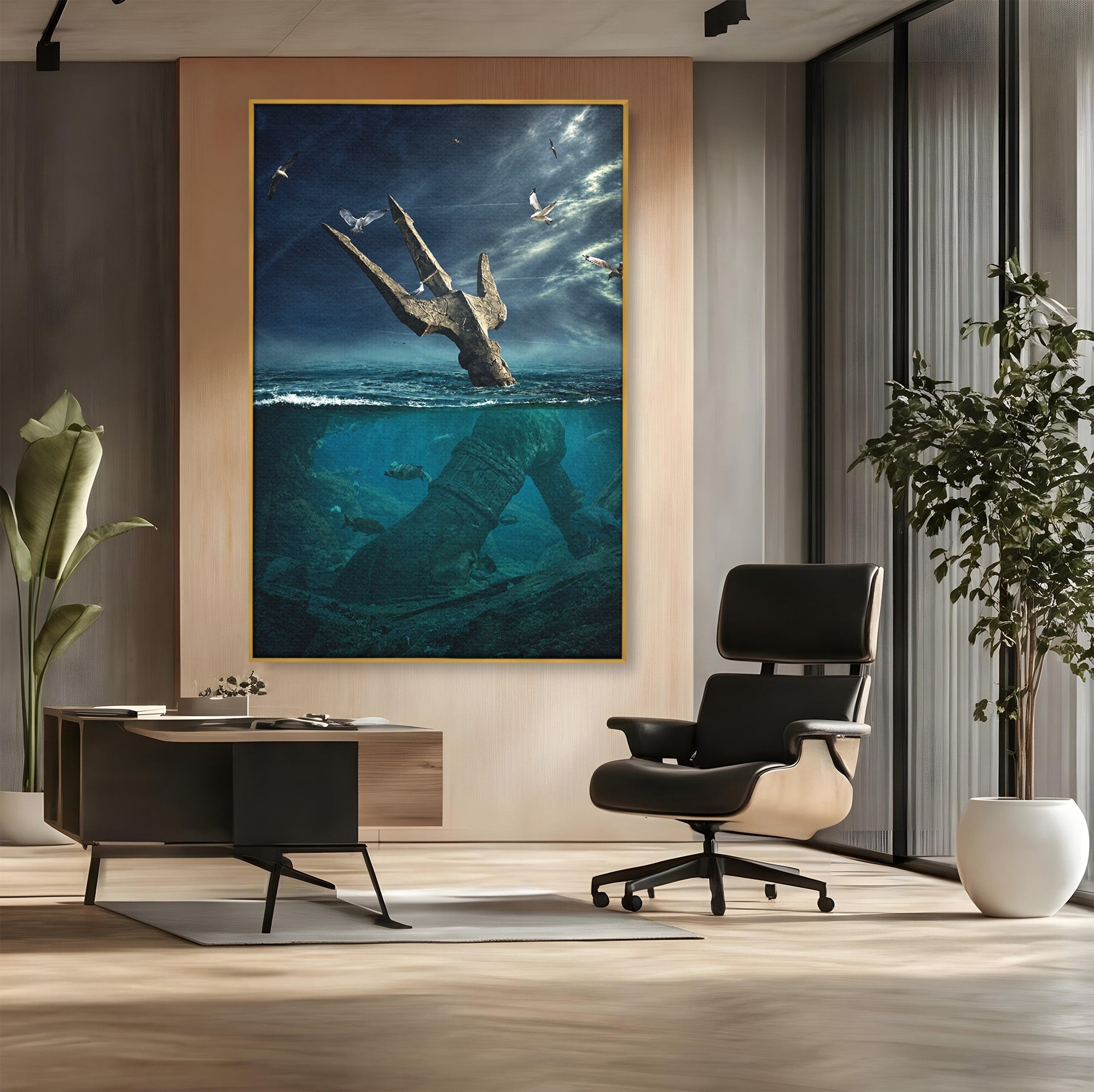 Tablou Canvas Premium LuxCanva® T1024, Tridentul Subacvatic, Trident, Ocean, Mister, Living, Aventura, Culori Vibrante