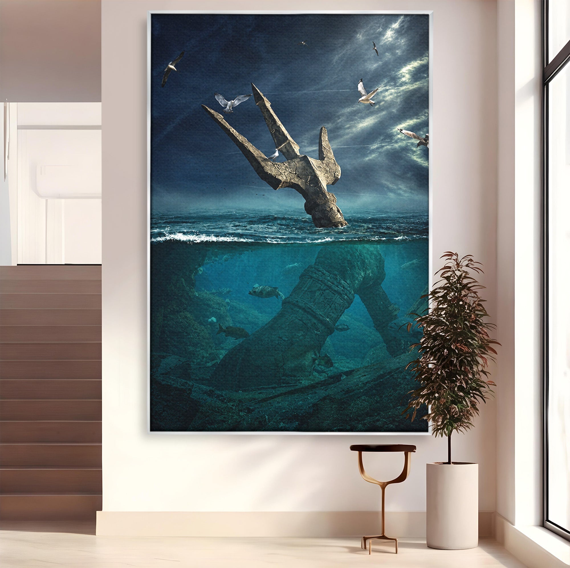 Tablou Canvas Premium LuxCanva® T1024, Tridentul Subacvatic, Trident, Ocean, Mister, Living, Aventura, Culori Vibrante