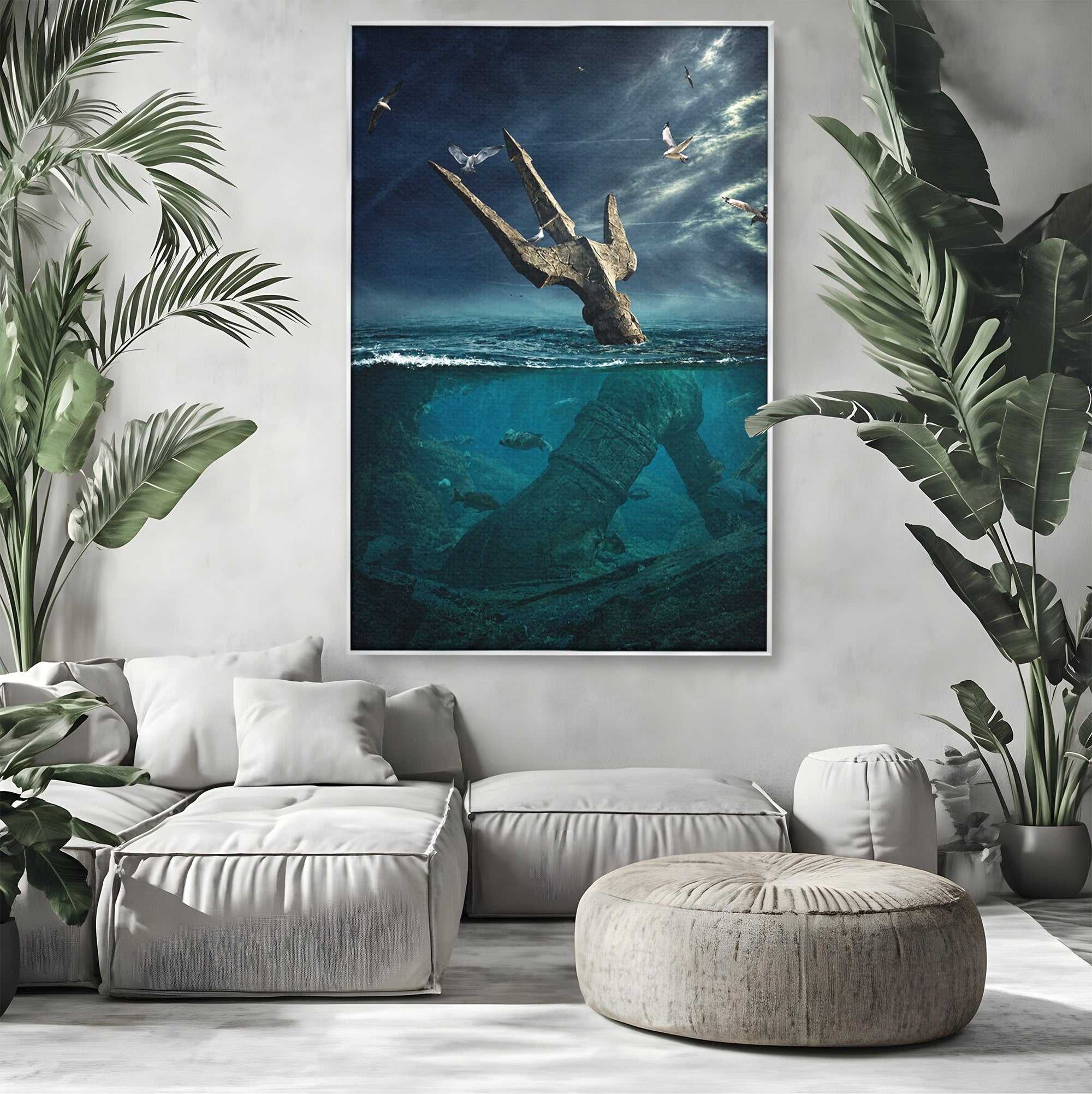 Tablou Canvas Premium LuxCanva® T1024, Tridentul Subacvatic, Trident, Ocean, Mister, Living, Aventura, Culori Vibrante