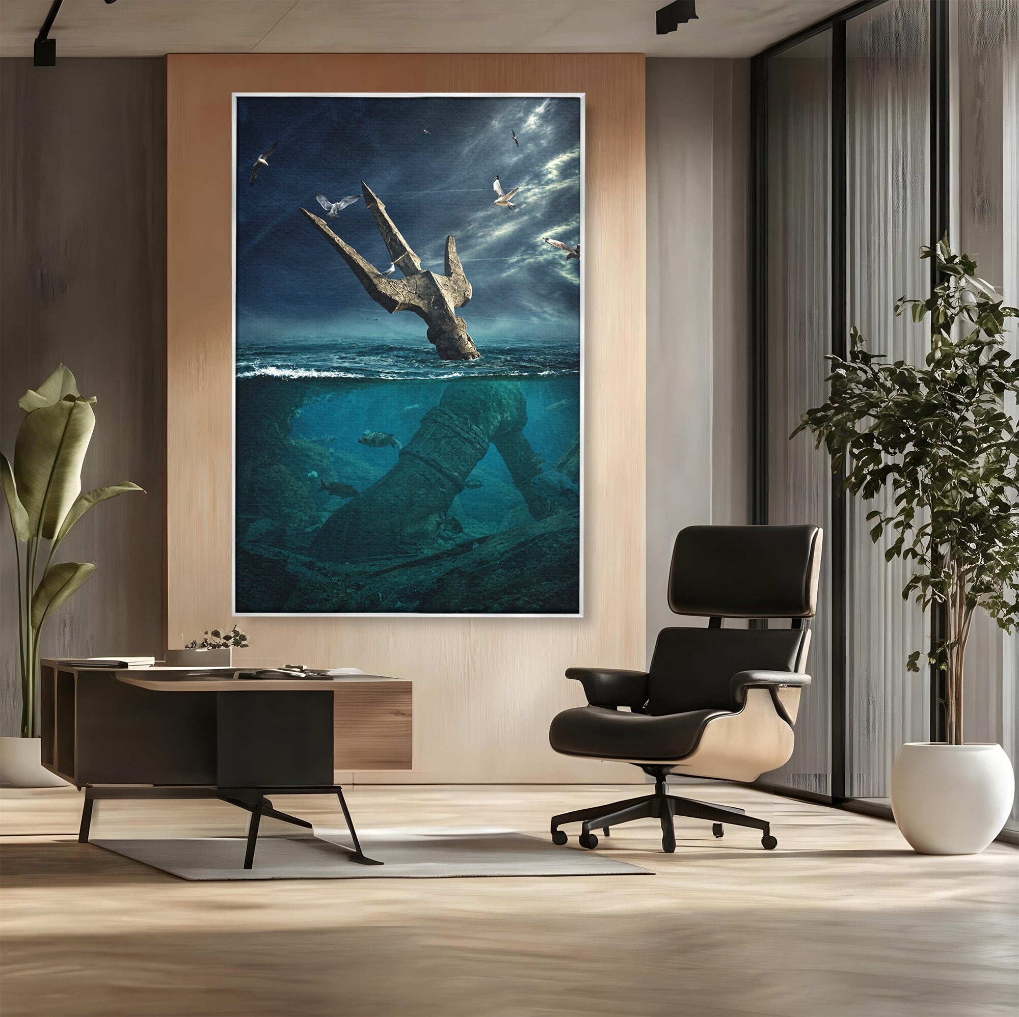 Tablou Canvas Premium LuxCanva® T1024, Tridentul Subacvatic, Trident, Ocean, Mister, Living, Aventura, Culori Vibrante