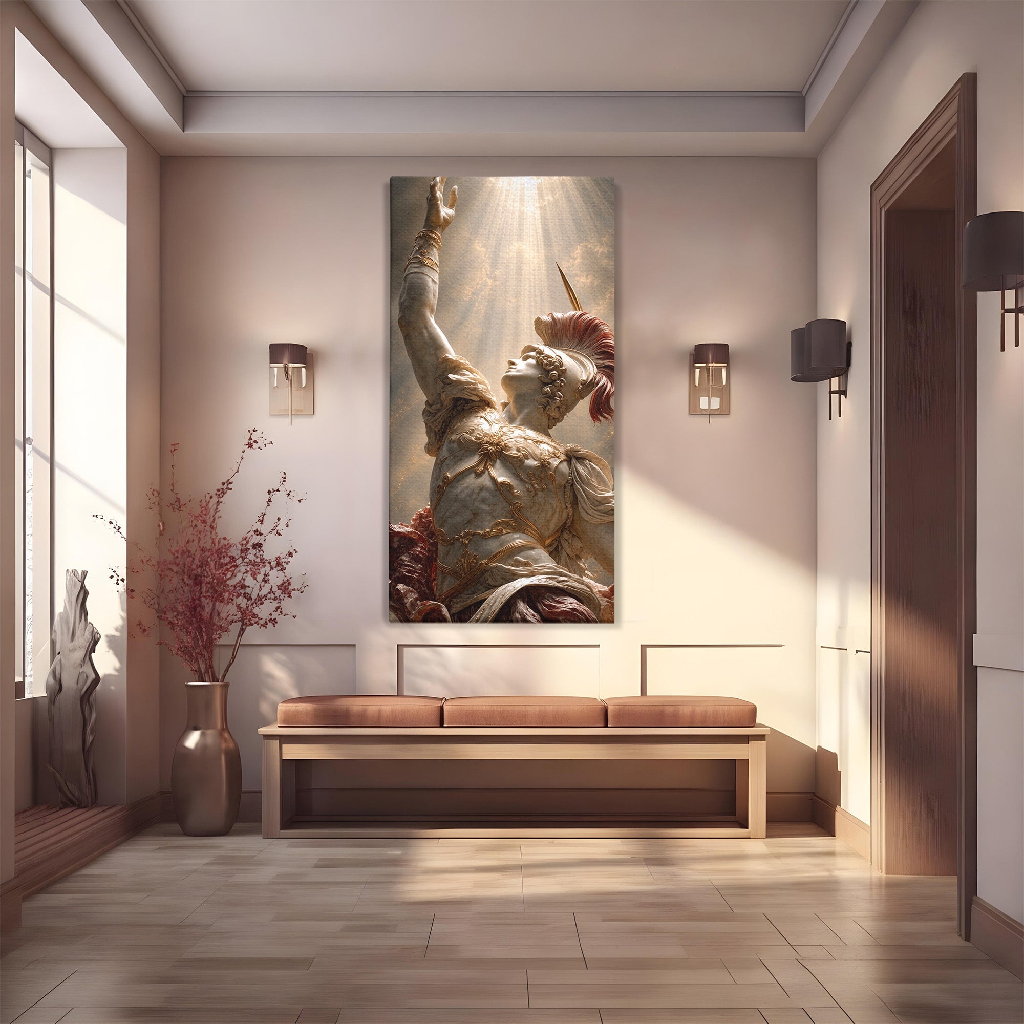 Tablou Canvas Premium LuxCanva® T1025, Gloria Eroica, Statuie, Erou, Mitologie, Clasica, Dormitor, Culori Vibrante