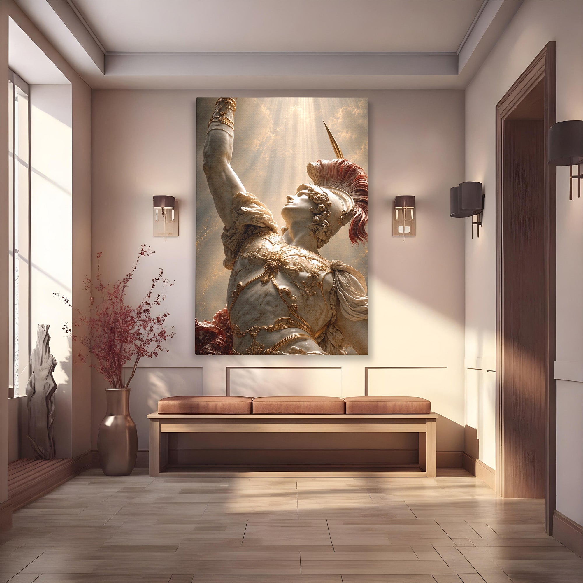 Tablou Canvas Premium LuxCanva® T1025, Gloria Eroica, Statuie, Erou, Mitologie, Clasica, Dormitor, Culori Vibrante
