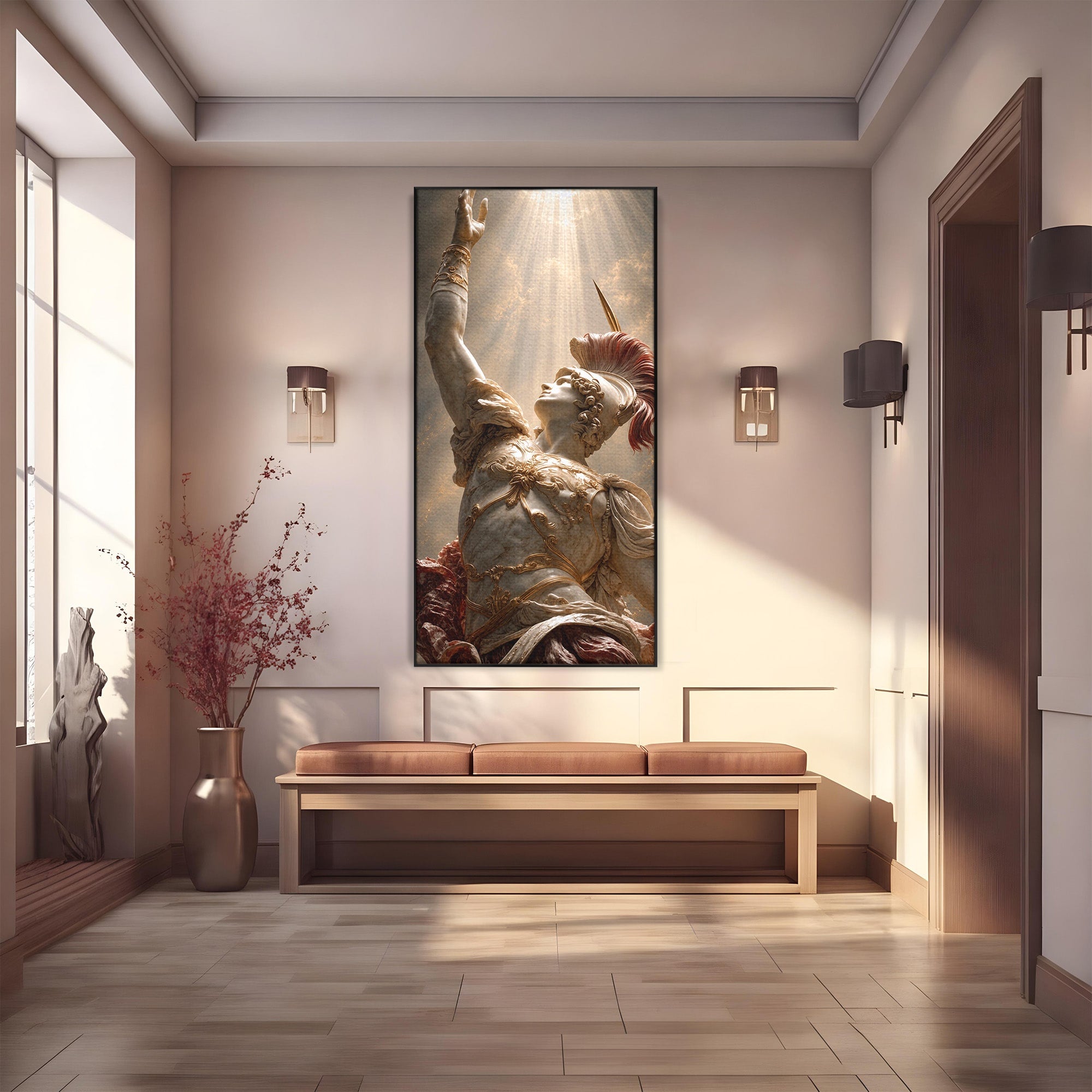 Tablou Canvas Premium LuxCanva® T1025, Gloria Eroica, Statuie, Erou, Mitologie, Clasica, Dormitor, Culori Vibrante