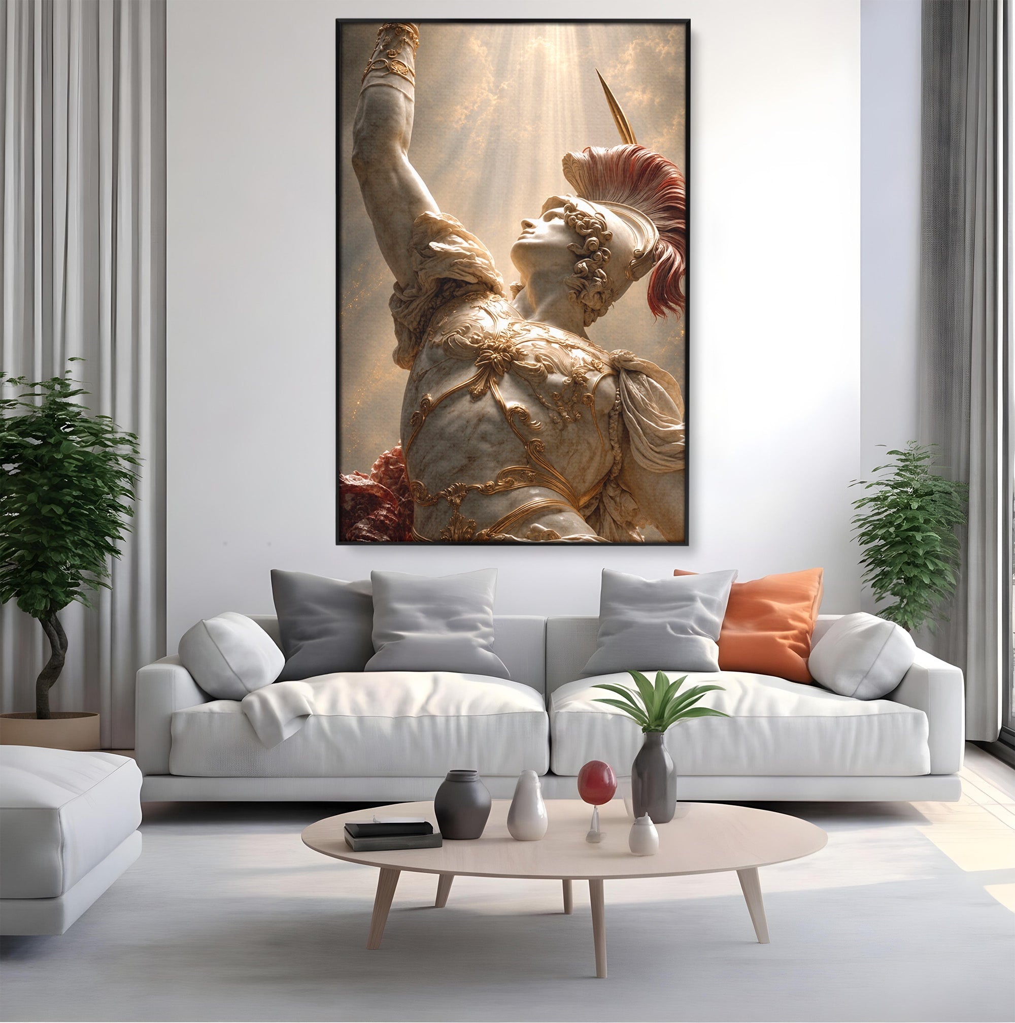 Tablou Canvas Premium LuxCanva® T1025, Gloria Eroica, Statuie, Erou, Mitologie, Clasica, Dormitor, Culori Vibrante