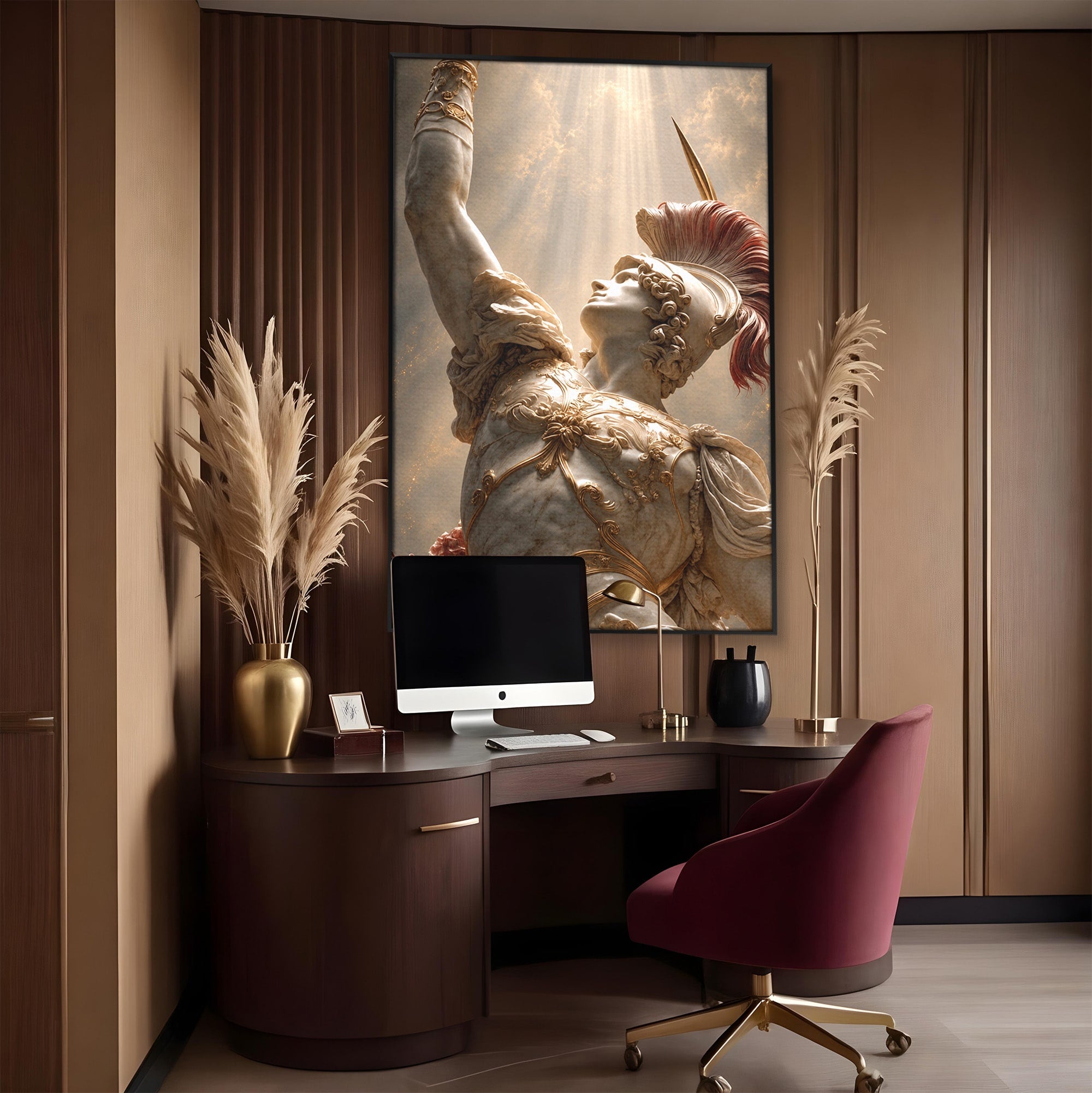 Tablou Canvas Premium LuxCanva® T1025, Gloria Eroica, Statuie, Erou, Mitologie, Clasica, Dormitor, Culori Vibrante