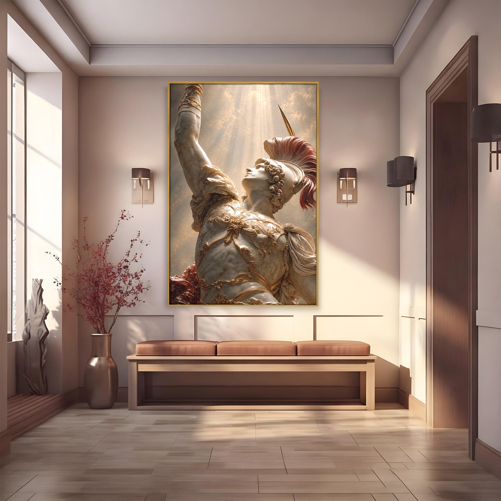 Tablou Canvas Premium LuxCanva® T1025, Gloria Eroica, Statuie, Erou, Mitologie, Clasica, Dormitor, Culori Vibrante