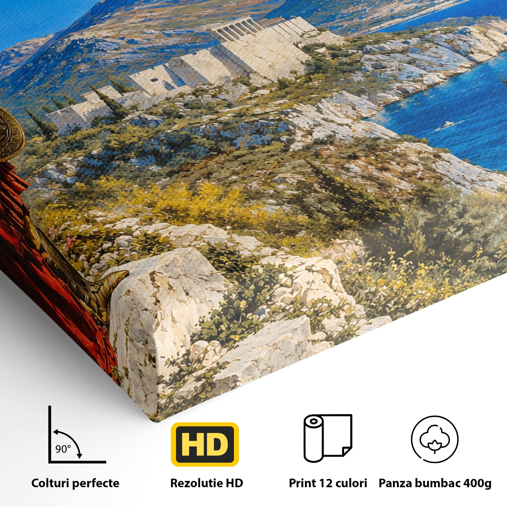 Tablou Canvas Premium LuxCanva® T1026, Strajer Grec Antic, Grecia, Peisaj, Munte, Istorie, Living, Culori Vibrante
